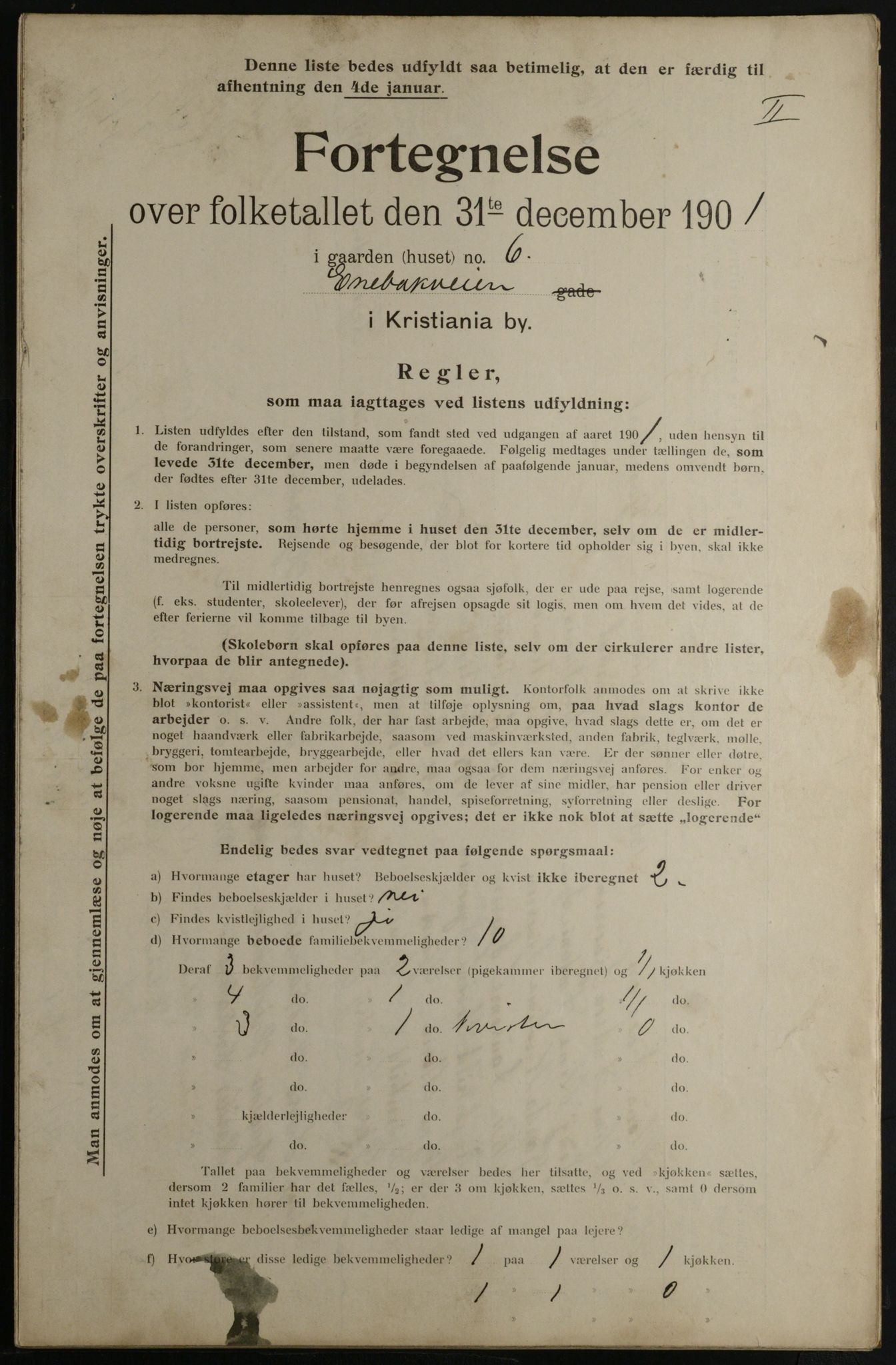 OBA, Municipal Census 1901 for Kristiania, 1901, p. 3340