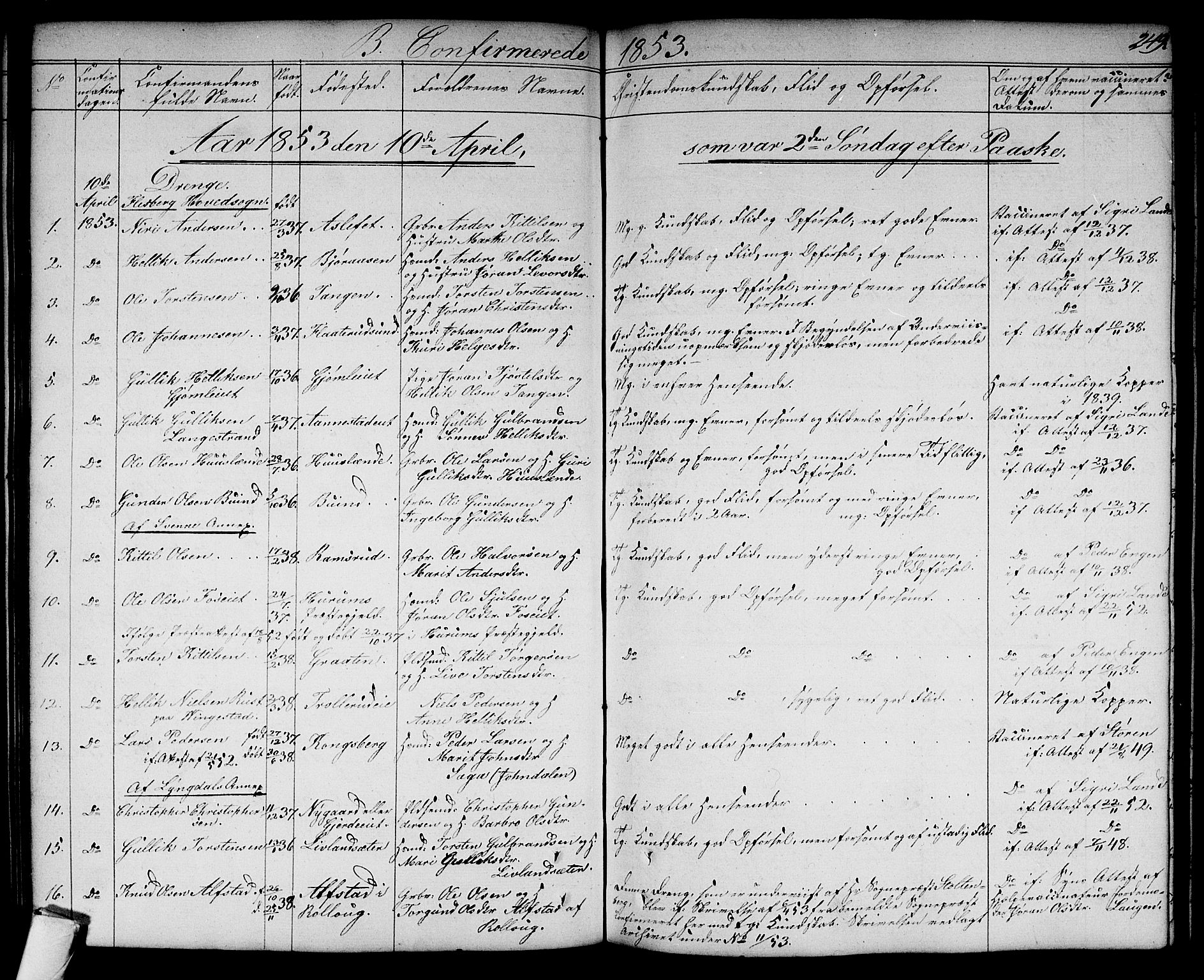 Flesberg kirkebøker, SAKO/A-18/G/Ga/L0002: Parish register (copy) no. I 2, 1834-1860, p. 249