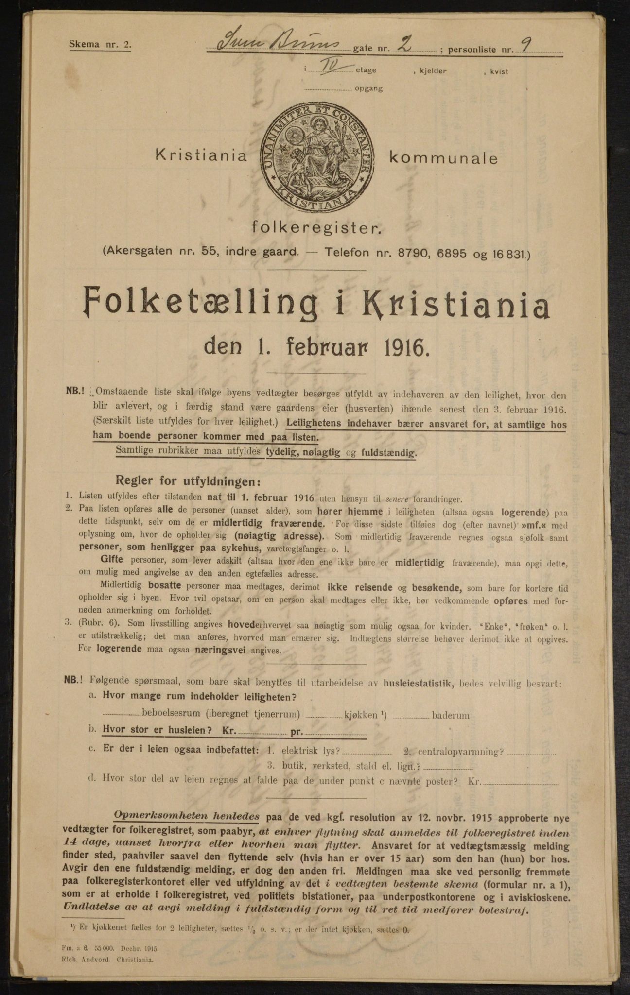 OBA, Municipal Census 1916 for Kristiania, 1916, p. 107712