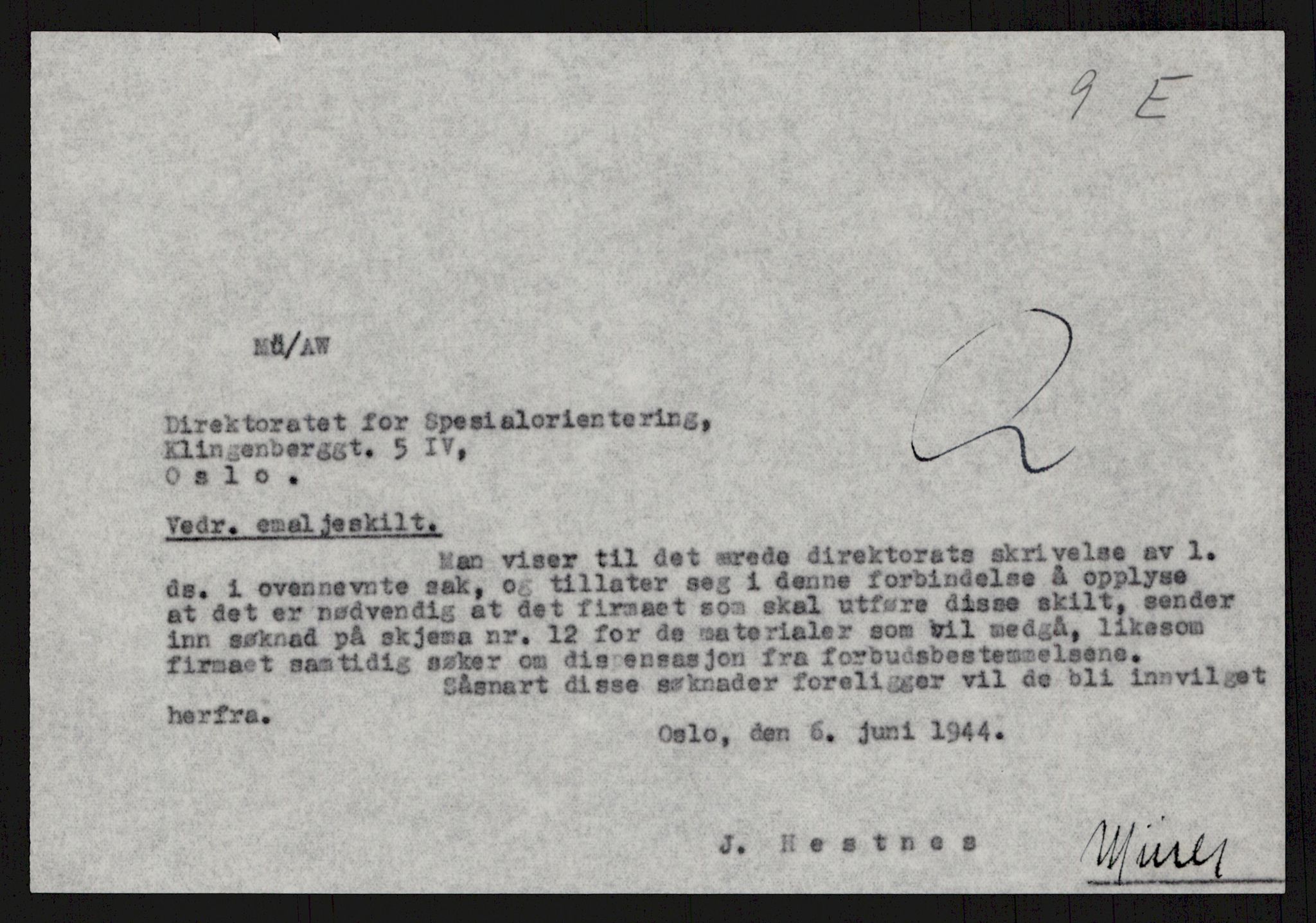 Direktoratet for industriforsyning, Sekretariatet, AV/RA-S-4153/D/Df/L0055: 9. Metallkontoret, 1940-1945, p. 273