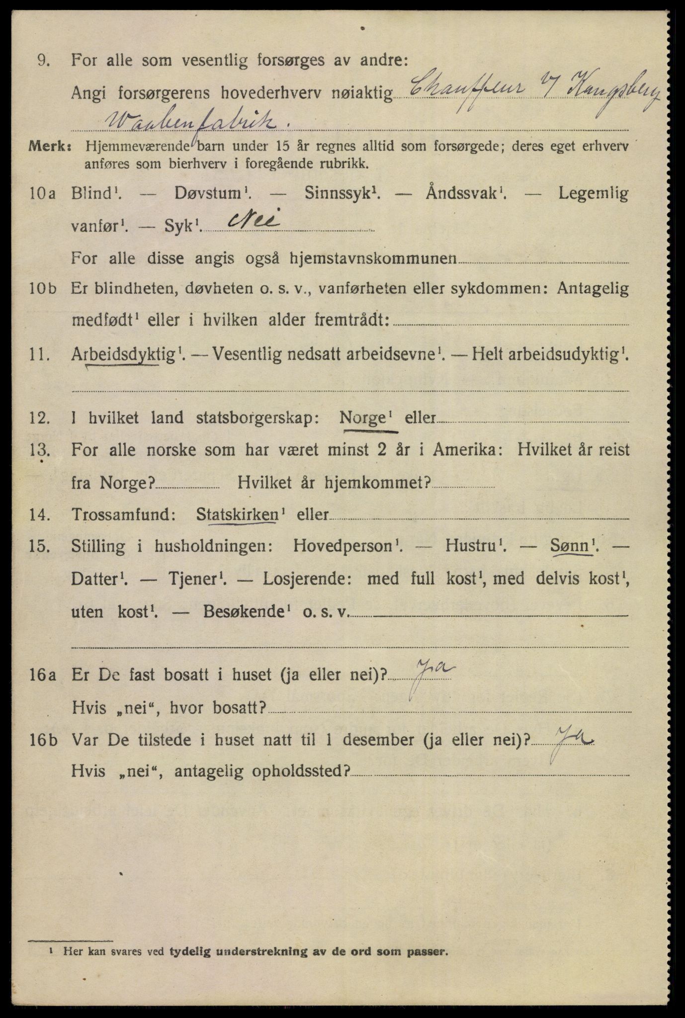 SAKO, 1920 census for Kongsberg, 1920, p. 12443