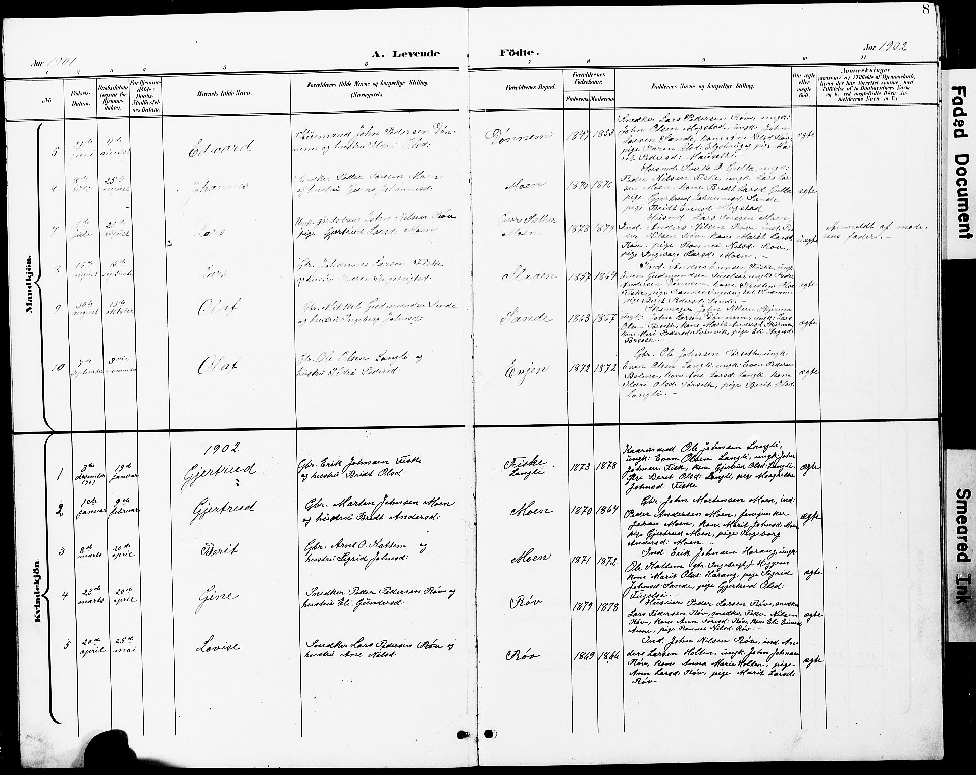 Ministerialprotokoller, klokkerbøker og fødselsregistre - Møre og Romsdal, SAT/A-1454/597/L1065: Parish register (copy) no. 597C02, 1899-1930, p. 8