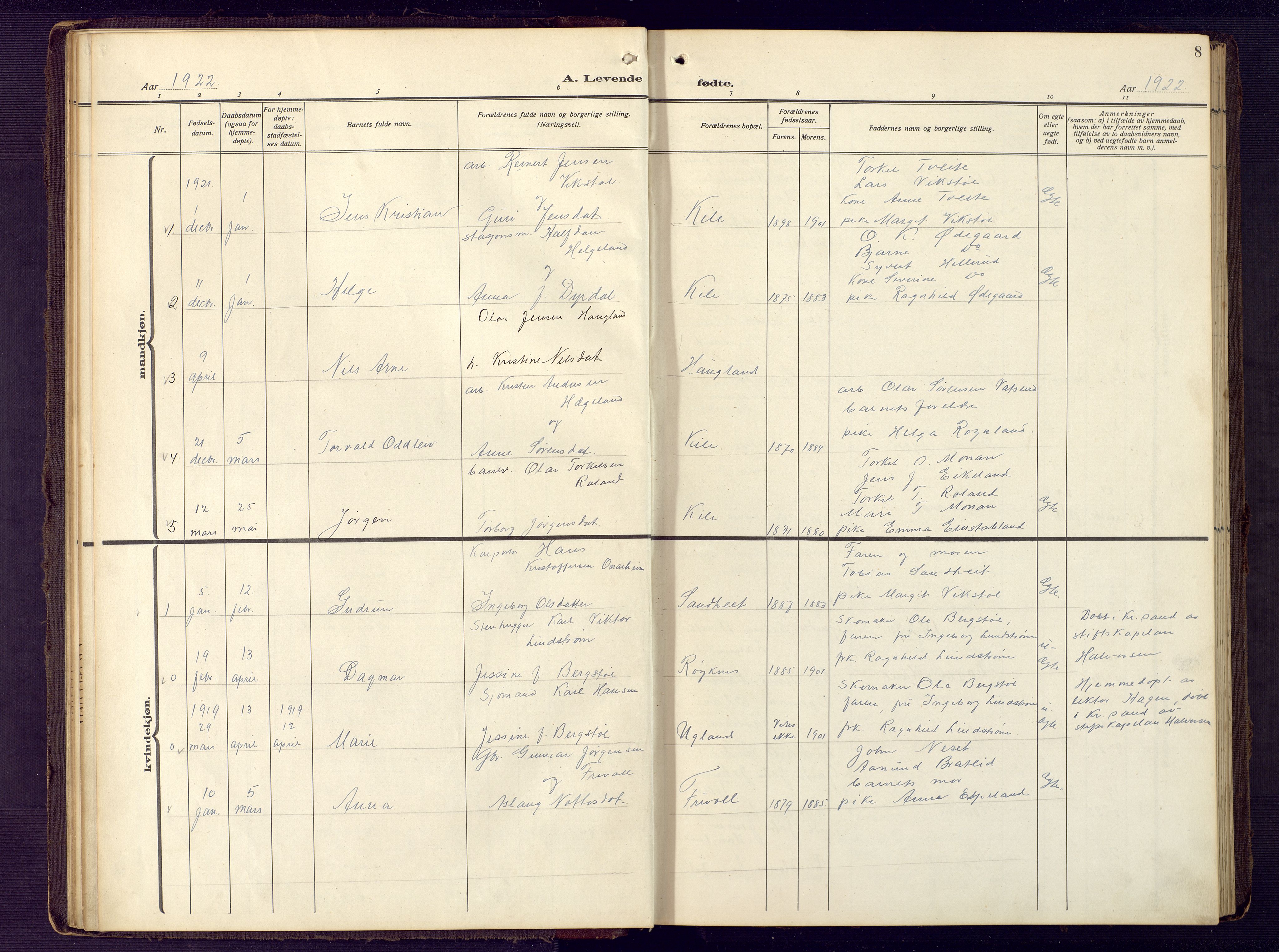 Vennesla sokneprestkontor, SAK/1111-0045/Fb/Fba/L0004: Parish register (copy) no. B 4, 1917-1948, p. 8