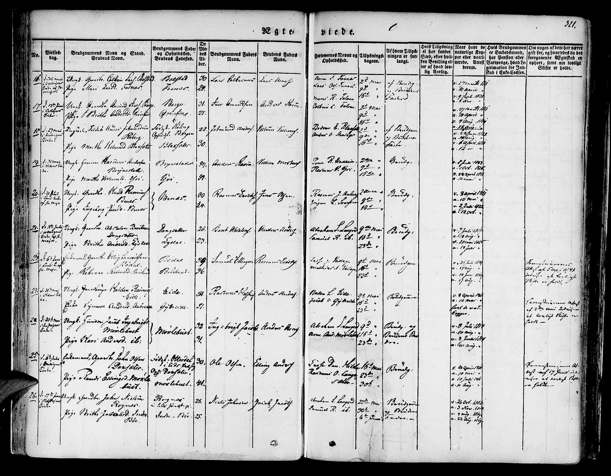 Innvik sokneprestembete, SAB/A-80501: Parish register (official) no. A 4II, 1832-1846, p. 321