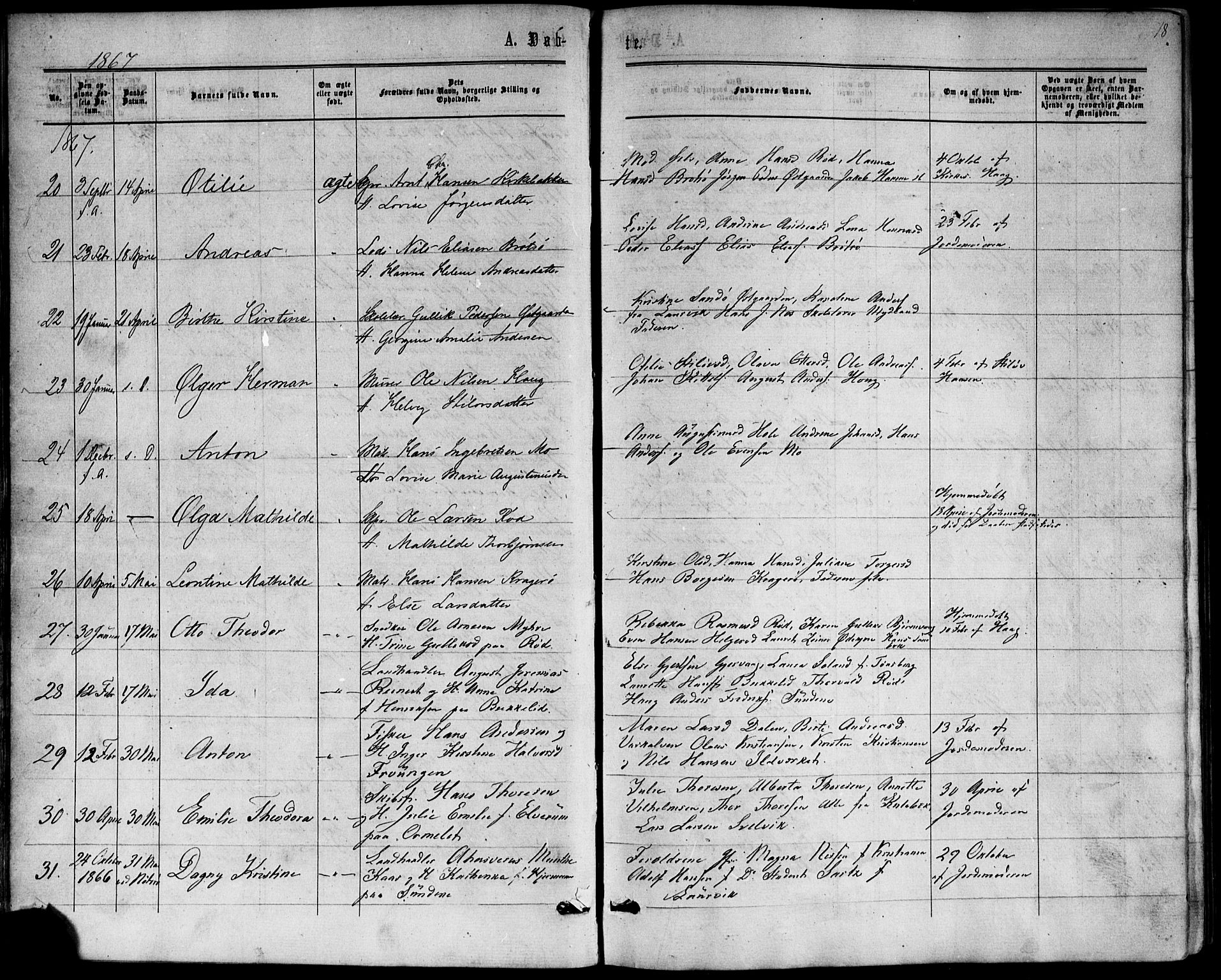 Nøtterøy kirkebøker, SAKO/A-354/F/Fb/L0001: Parish register (official) no. II 1, 1865-1878, p. 18
