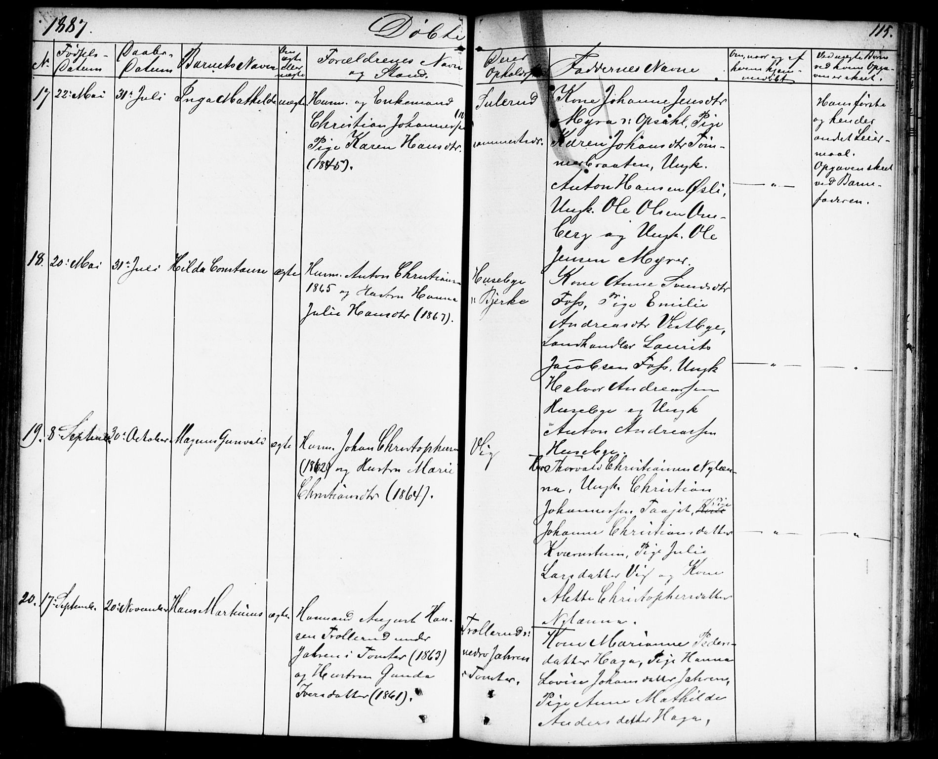 Enebakk prestekontor Kirkebøker, SAO/A-10171c/G/Gb/L0001: Parish register (copy) no. II 1, 1859-1890, p. 115