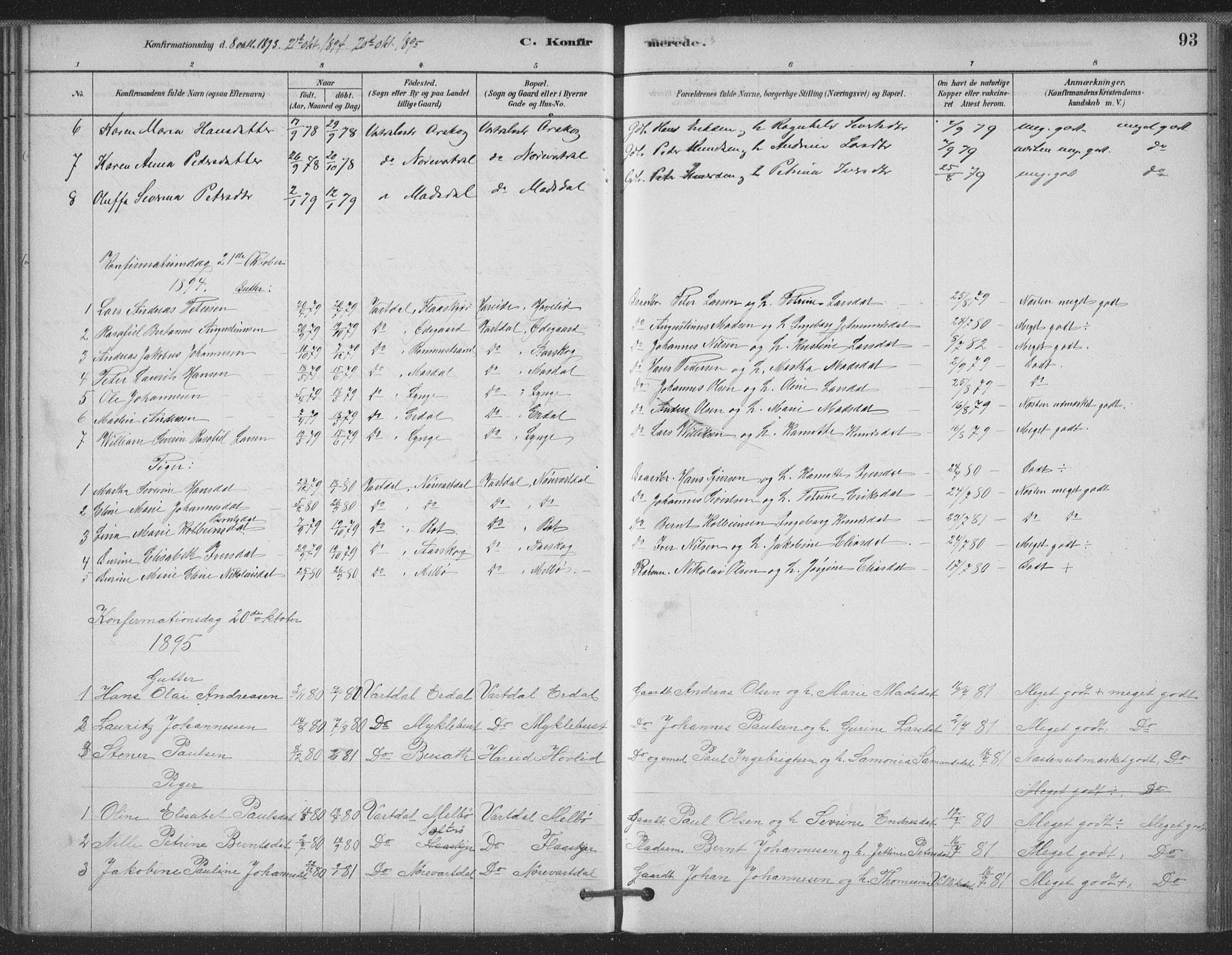 Ministerialprotokoller, klokkerbøker og fødselsregistre - Møre og Romsdal, AV/SAT-A-1454/514/L0199: Parish register (official) no. 514A01, 1878-1912, p. 93