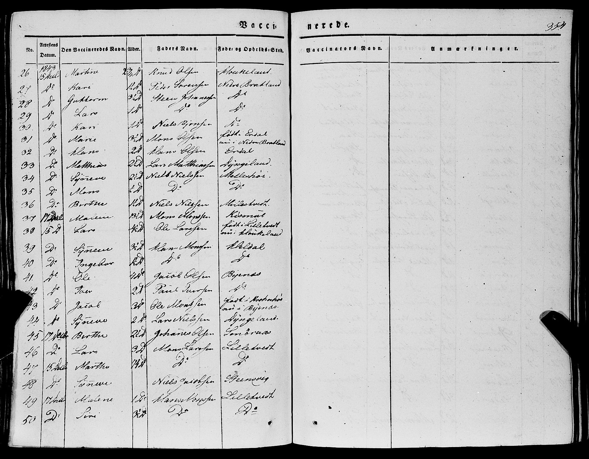 Fana Sokneprestembete, AV/SAB-A-75101/H/Haa/Haaa/L0008: Parish register (official) no. A 8, 1829-1851, p. 354