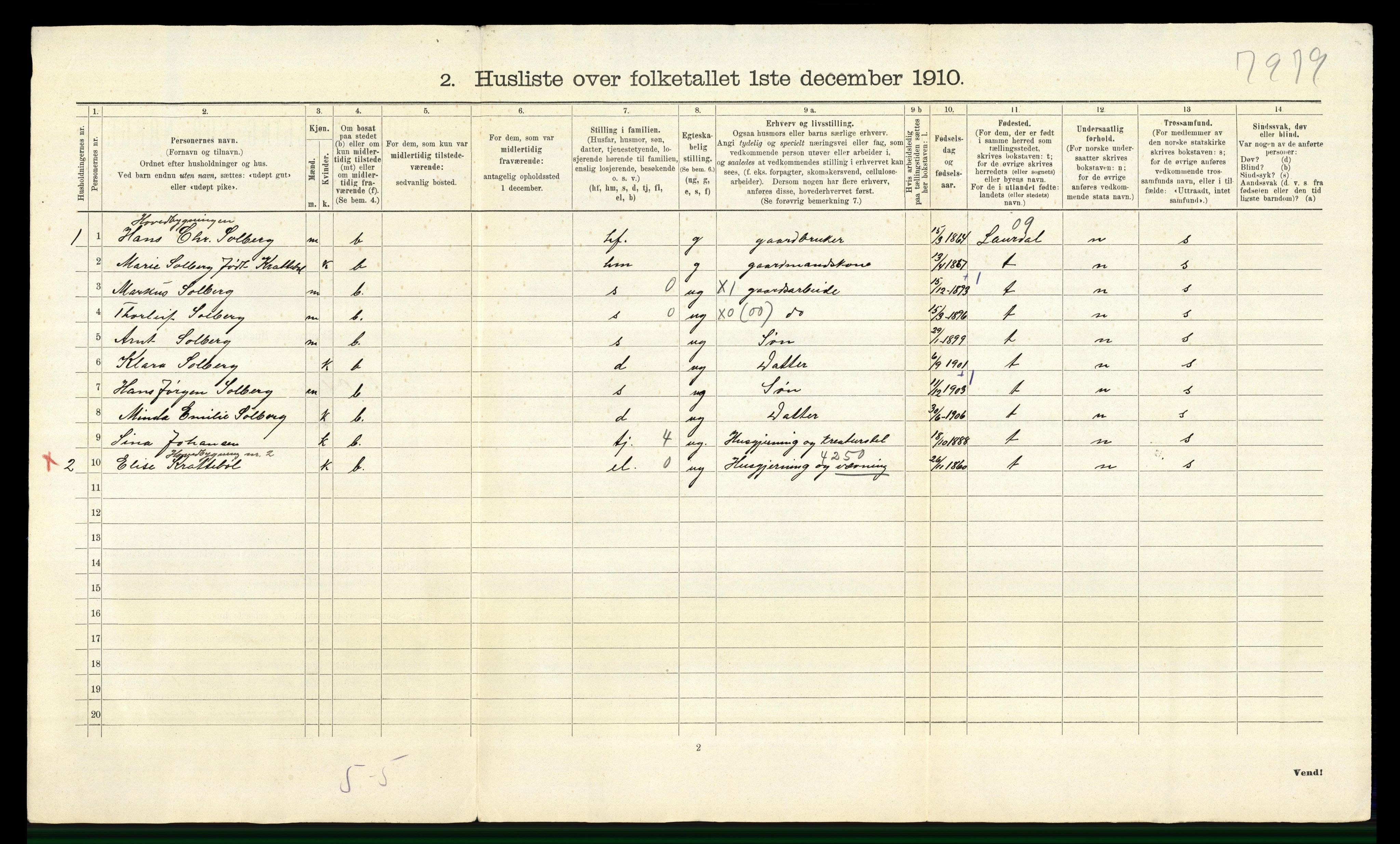 RA, 1910 census for Nord-Odal, 1910, p. 786