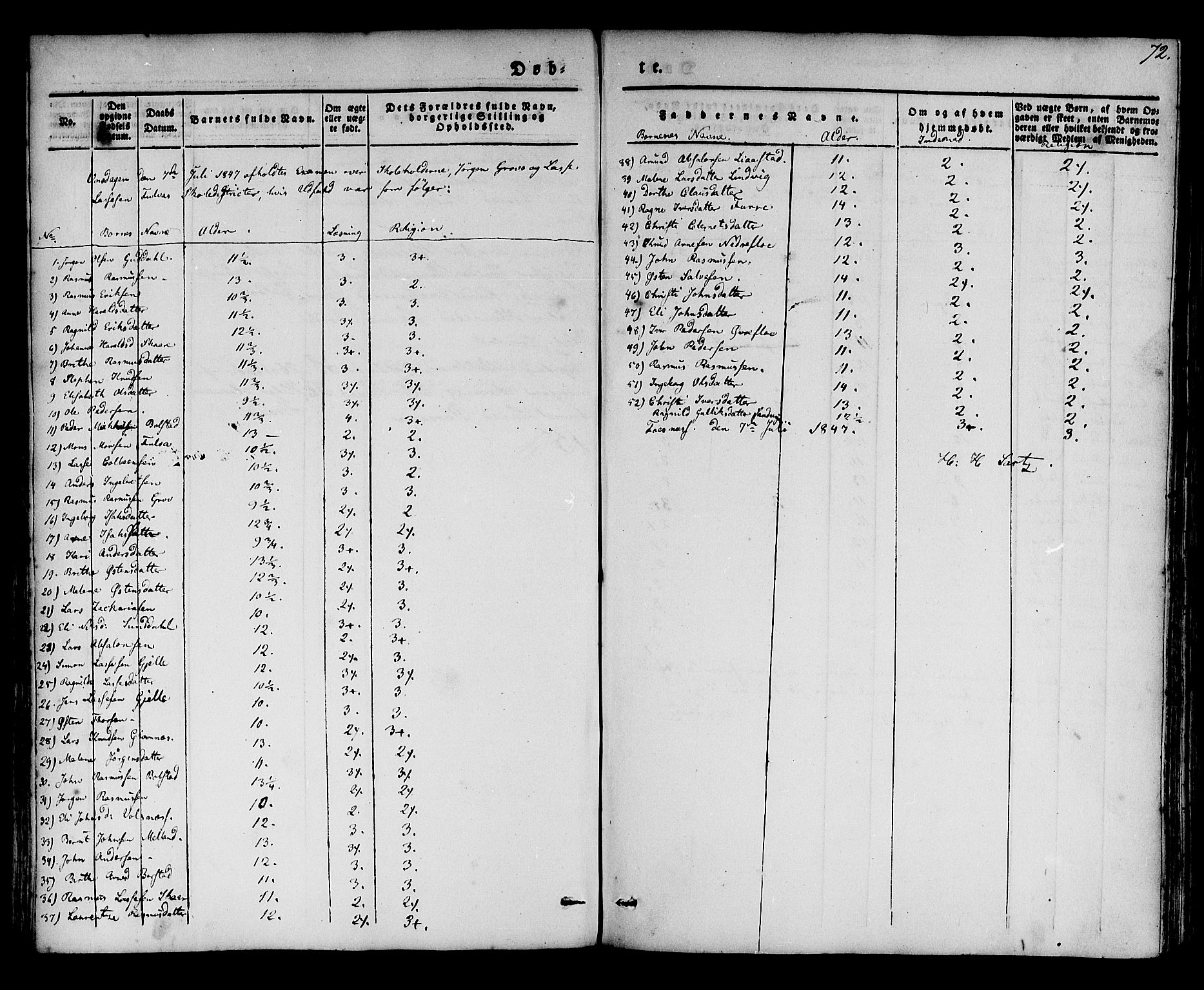 Stryn Sokneprestembete, SAB/A-82501: Parish register (official) no. A 1, 1832-1845, p. 72