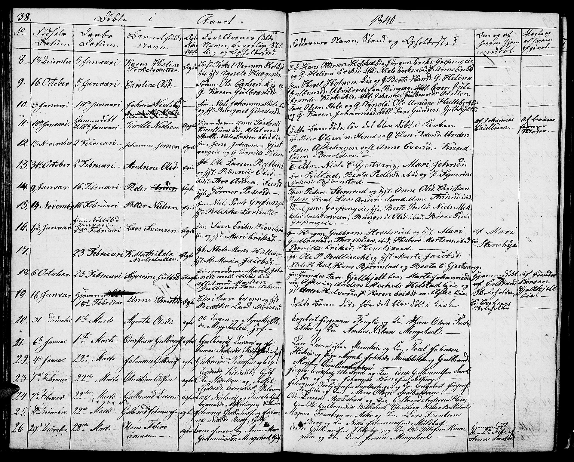 Nes prestekontor, Hedmark, AV/SAH-PREST-020/L/La/L0004: Parish register (copy) no. 4, 1832-1861, p. 38