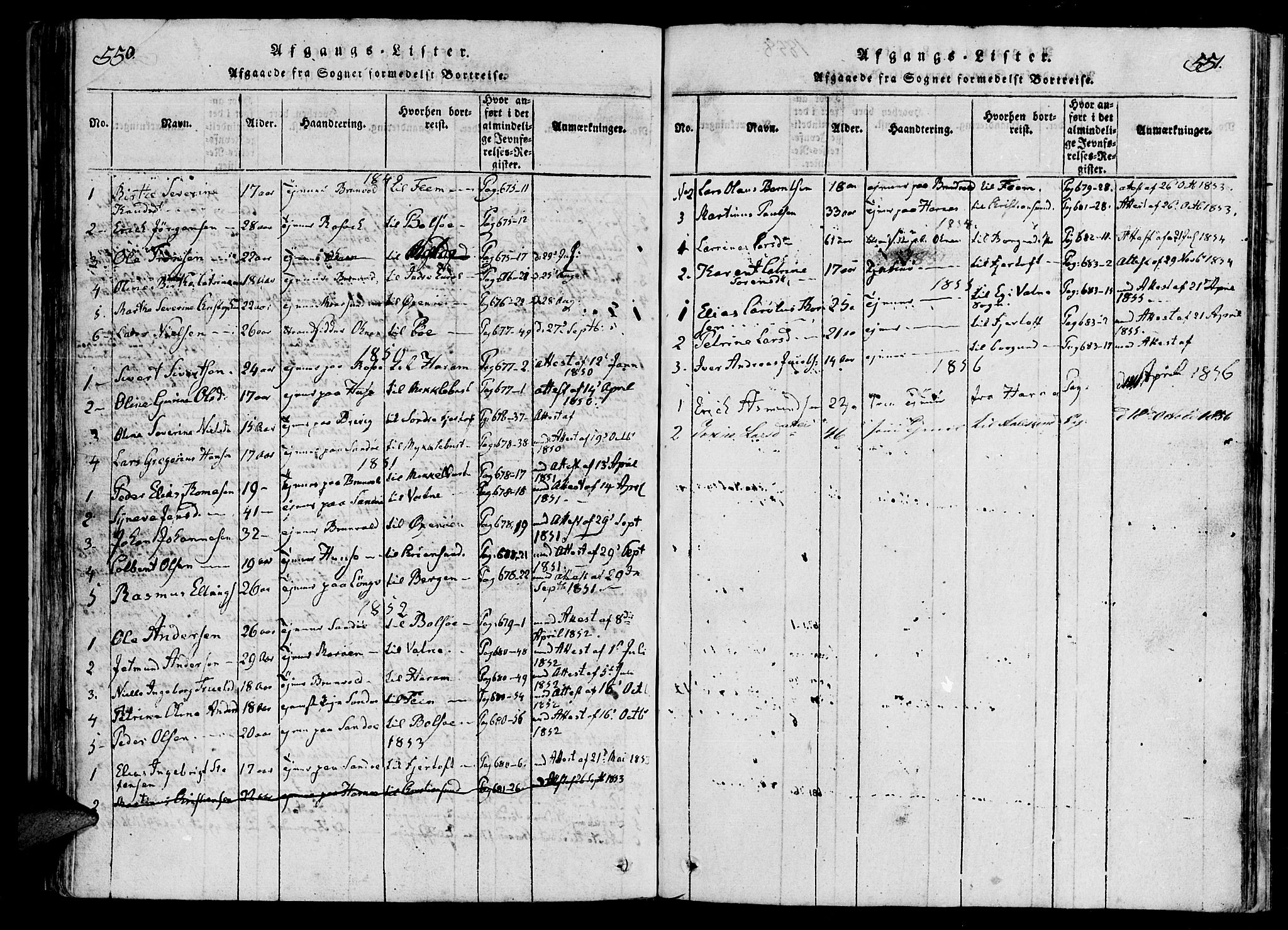 Ministerialprotokoller, klokkerbøker og fødselsregistre - Møre og Romsdal, AV/SAT-A-1454/561/L0727: Parish register (official) no. 561A01, 1817-1858, p. 550-551