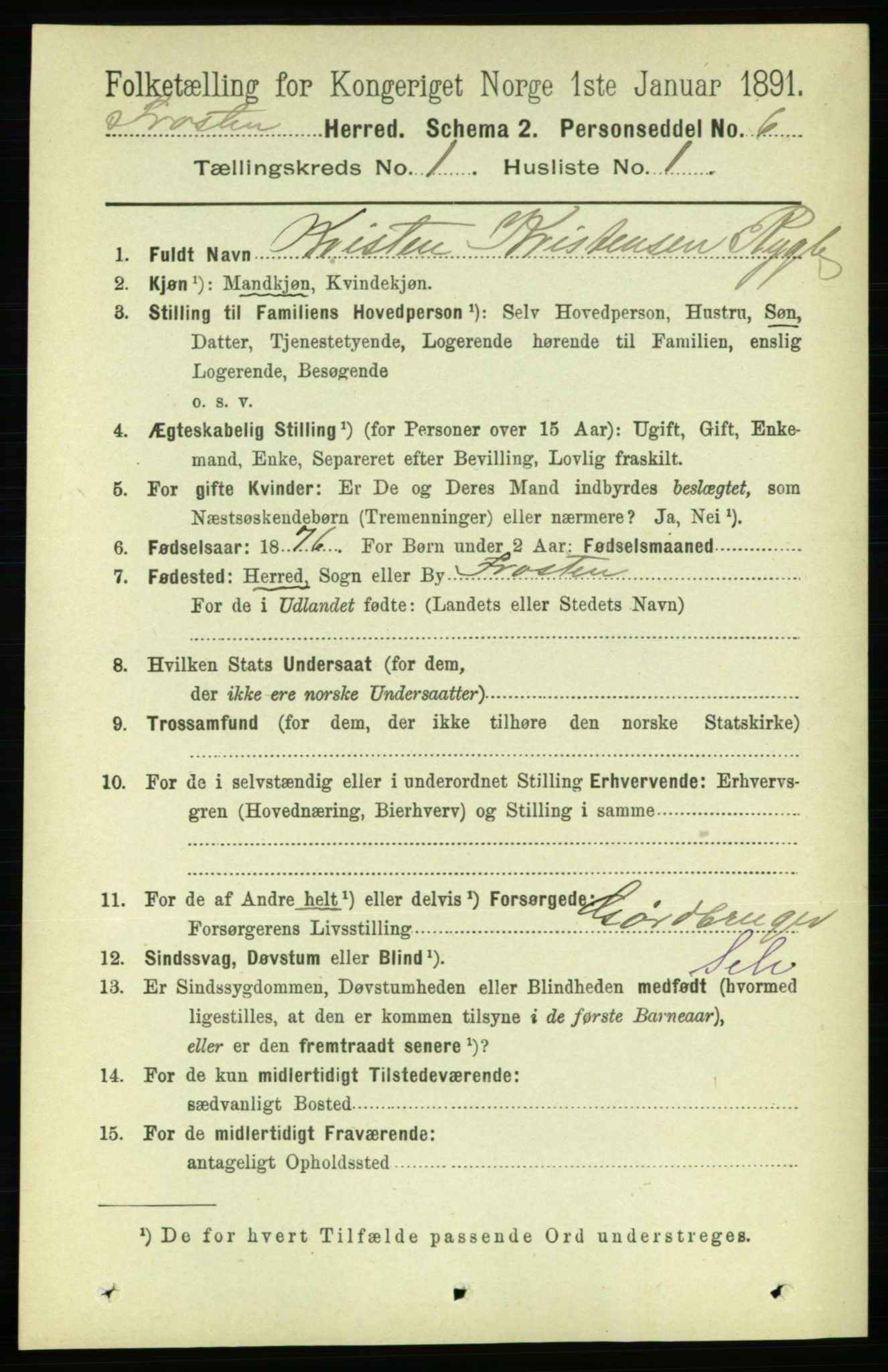 RA, 1891 census for 1717 Frosta, 1891, p. 149