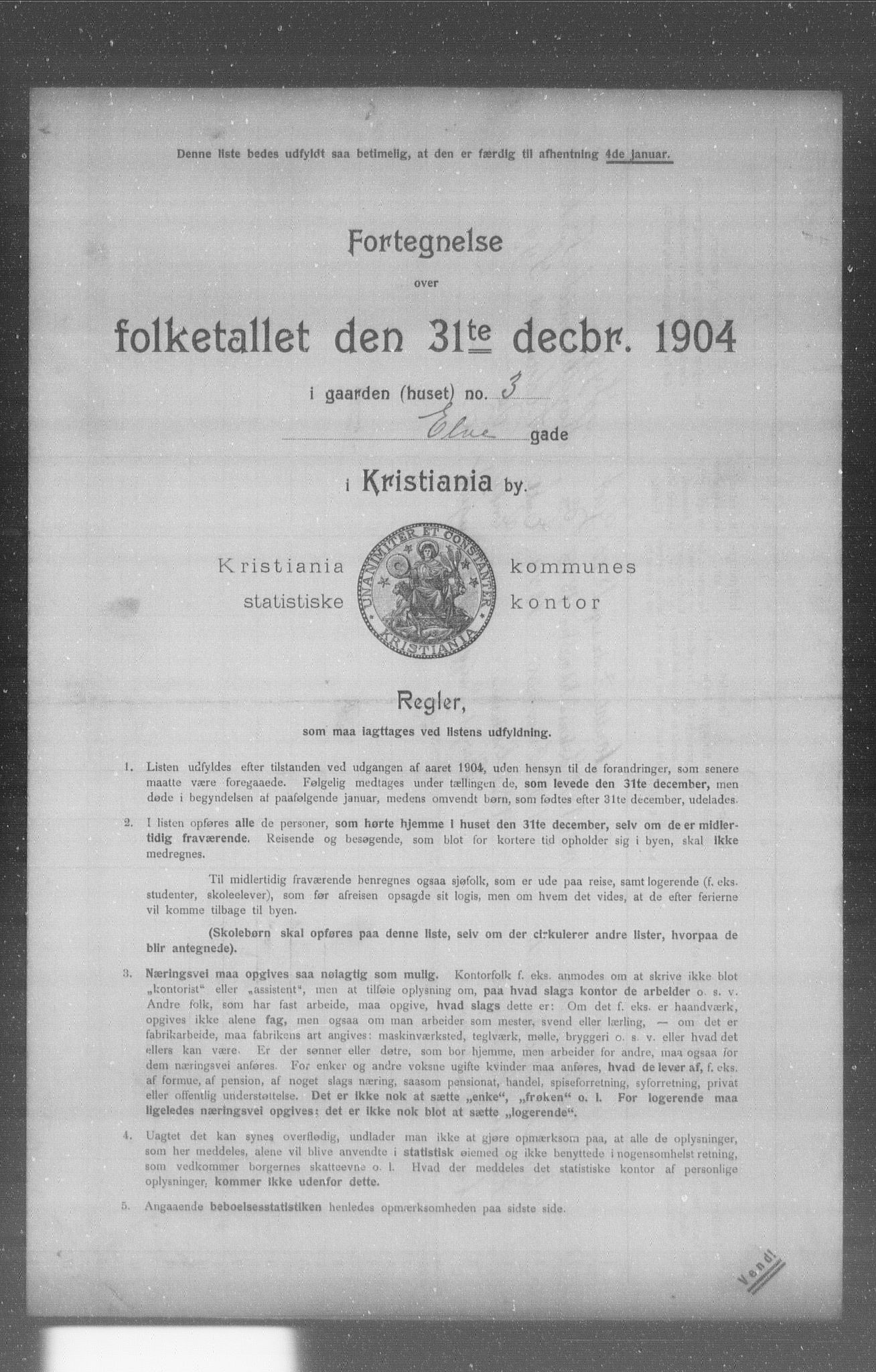 OBA, Municipal Census 1904 for Kristiania, 1904, p. 4165