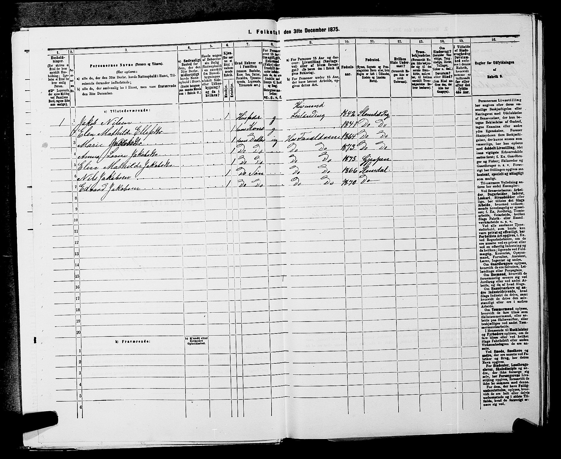 SAKO, 1875 census for 0812P Gjerpen, 1875, p. 494