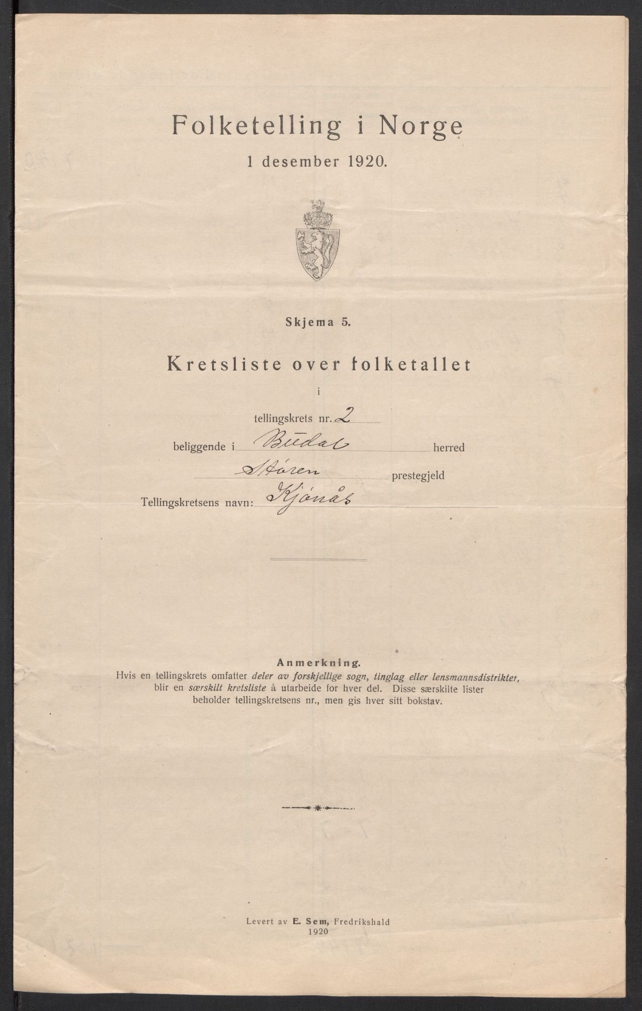 SAT, 1920 census for Budal, 1920, p. 9