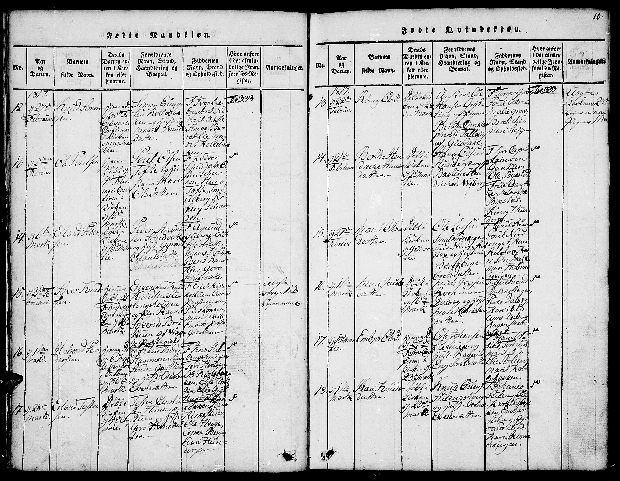 Fron prestekontor, AV/SAH-PREST-078/H/Ha/Hab/L0001: Parish register (copy) no. 1, 1816-1843, p. 10