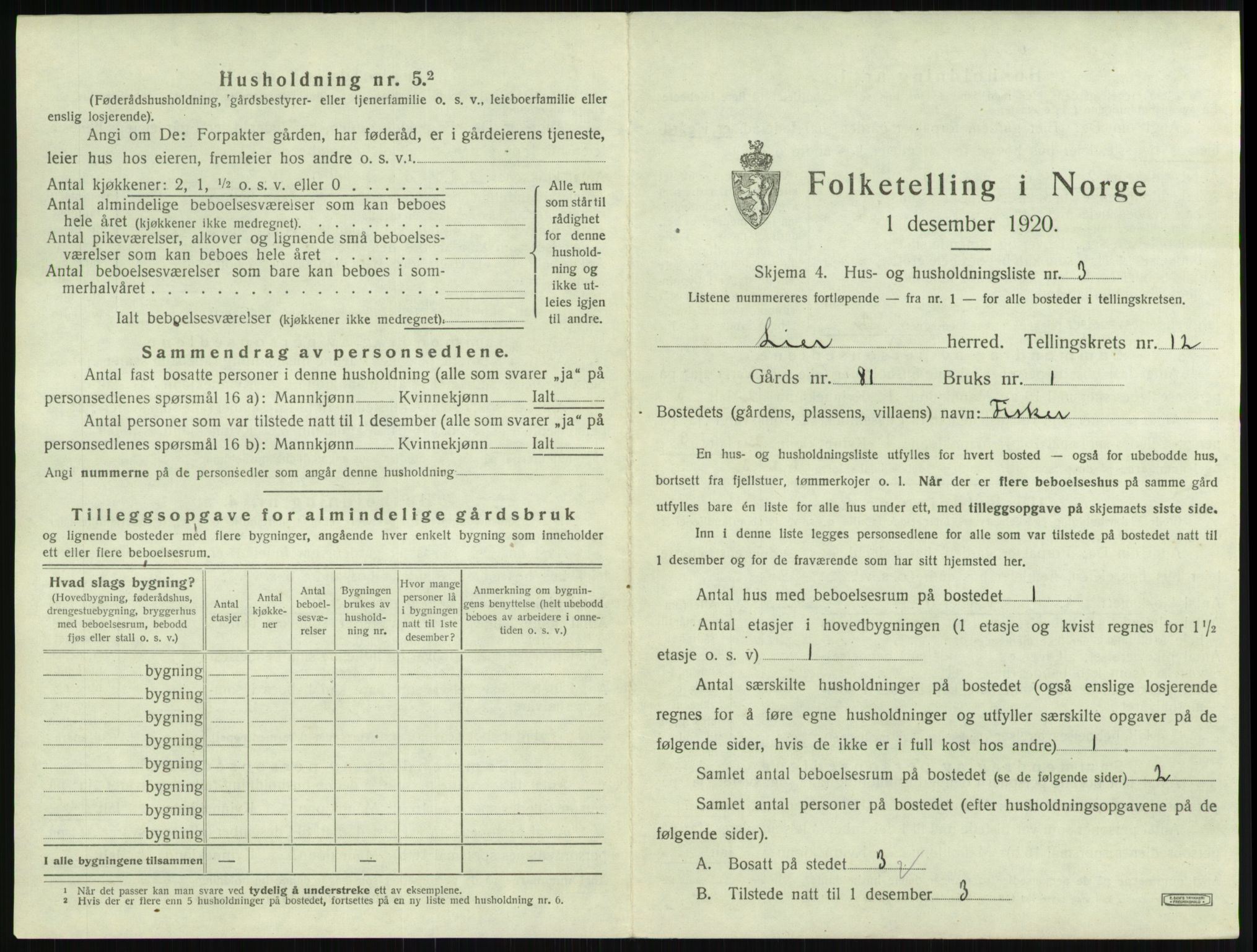 SAKO, 1920 census for Lier, 1920, p. 2026