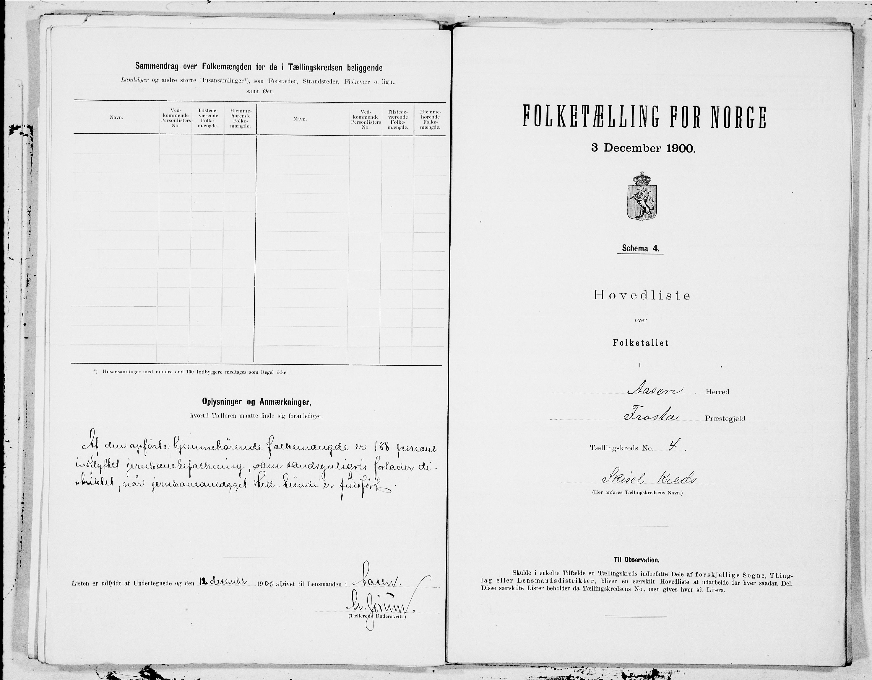 SAT, 1900 census for Åsen, 1900, p. 8