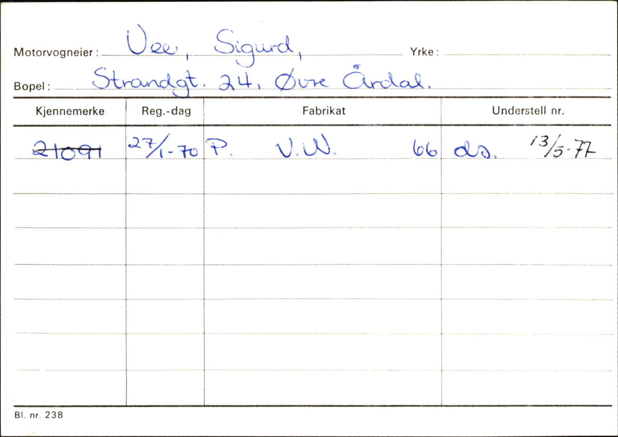 Statens vegvesen, Sogn og Fjordane vegkontor, AV/SAB-A-5301/4/F/L0146: Registerkort Årdal R-Å samt diverse kort, 1945-1975, p. 1134