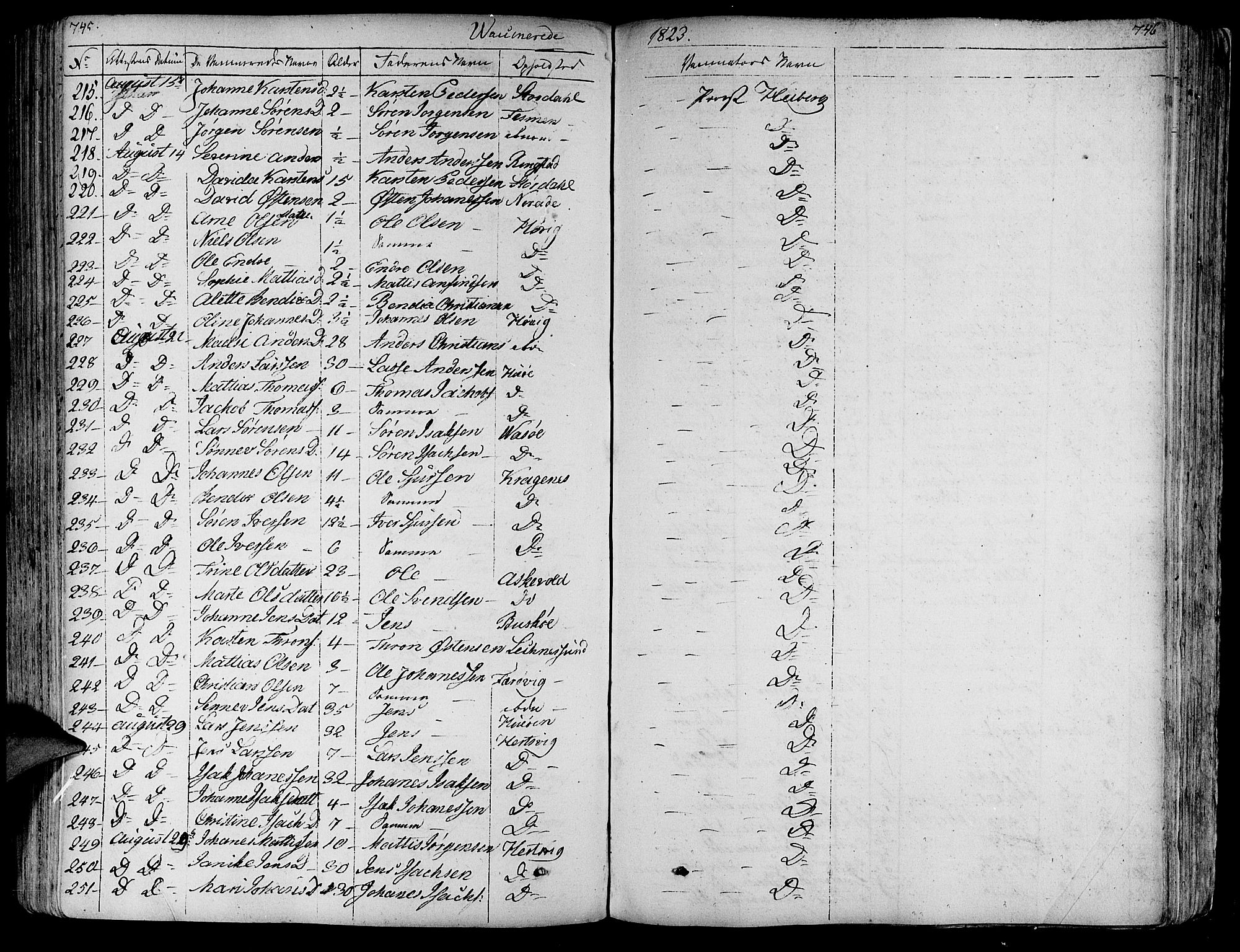Askvoll sokneprestembete, SAB/A-79501/H/Haa/Haaa/L0010: Parish register (official) no. A 10, 1821-1844, p. 745-746