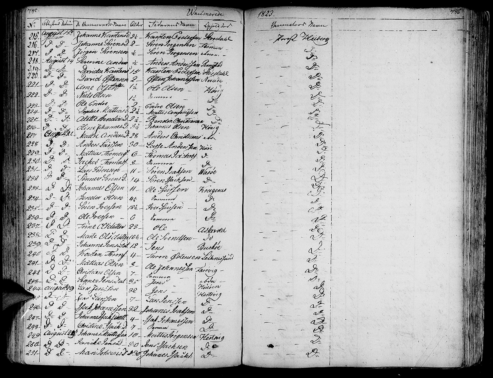 Askvoll sokneprestembete, AV/SAB-A-79501/H/Haa/Haaa/L0010: Parish register (official) no. A 10, 1821-1844, p. 745-746