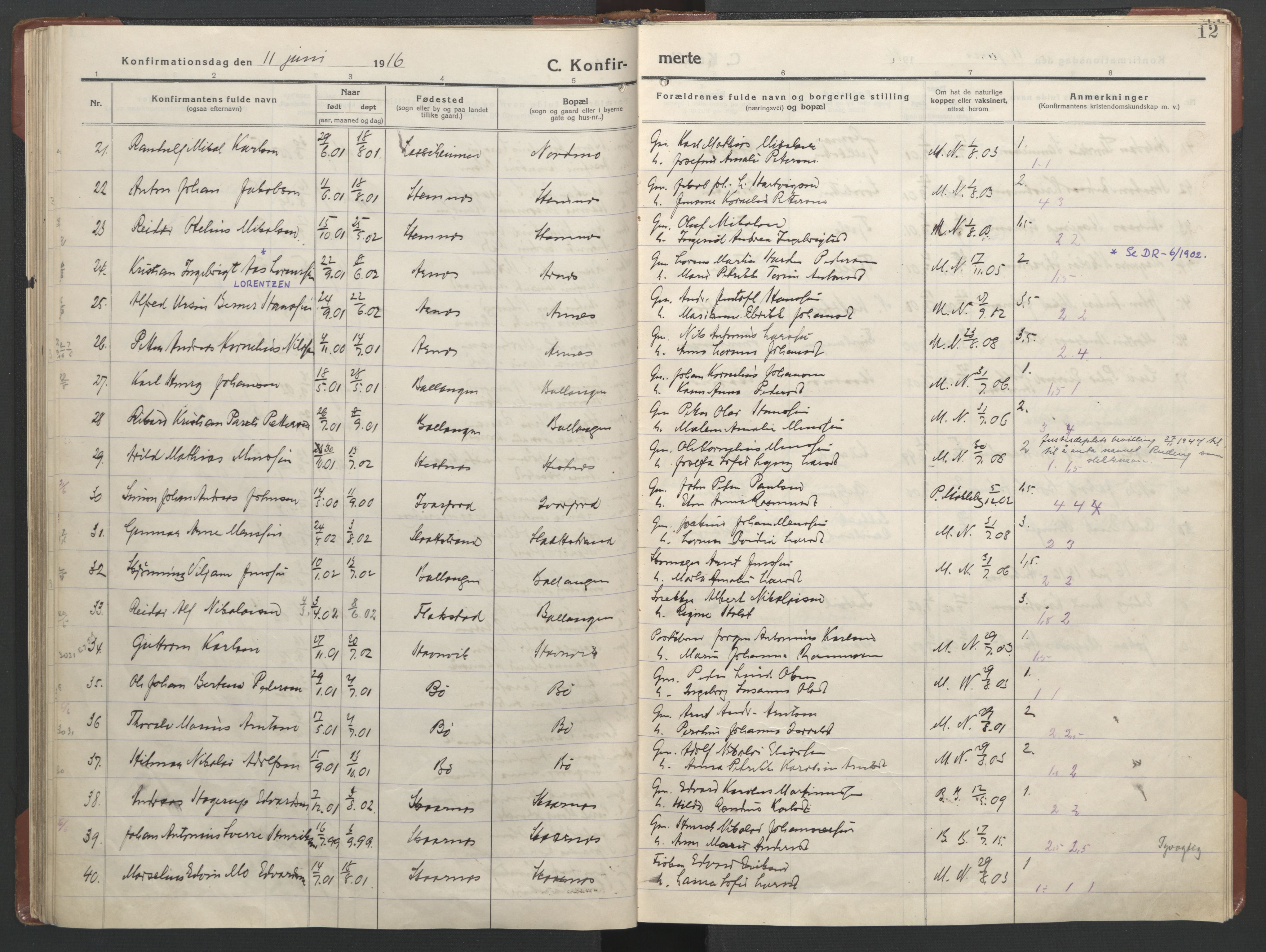 Ministerialprotokoller, klokkerbøker og fødselsregistre - Nordland, AV/SAT-A-1459/863/L0918: Parish register (copy) no. 863C08, 1906-1921, p. 12