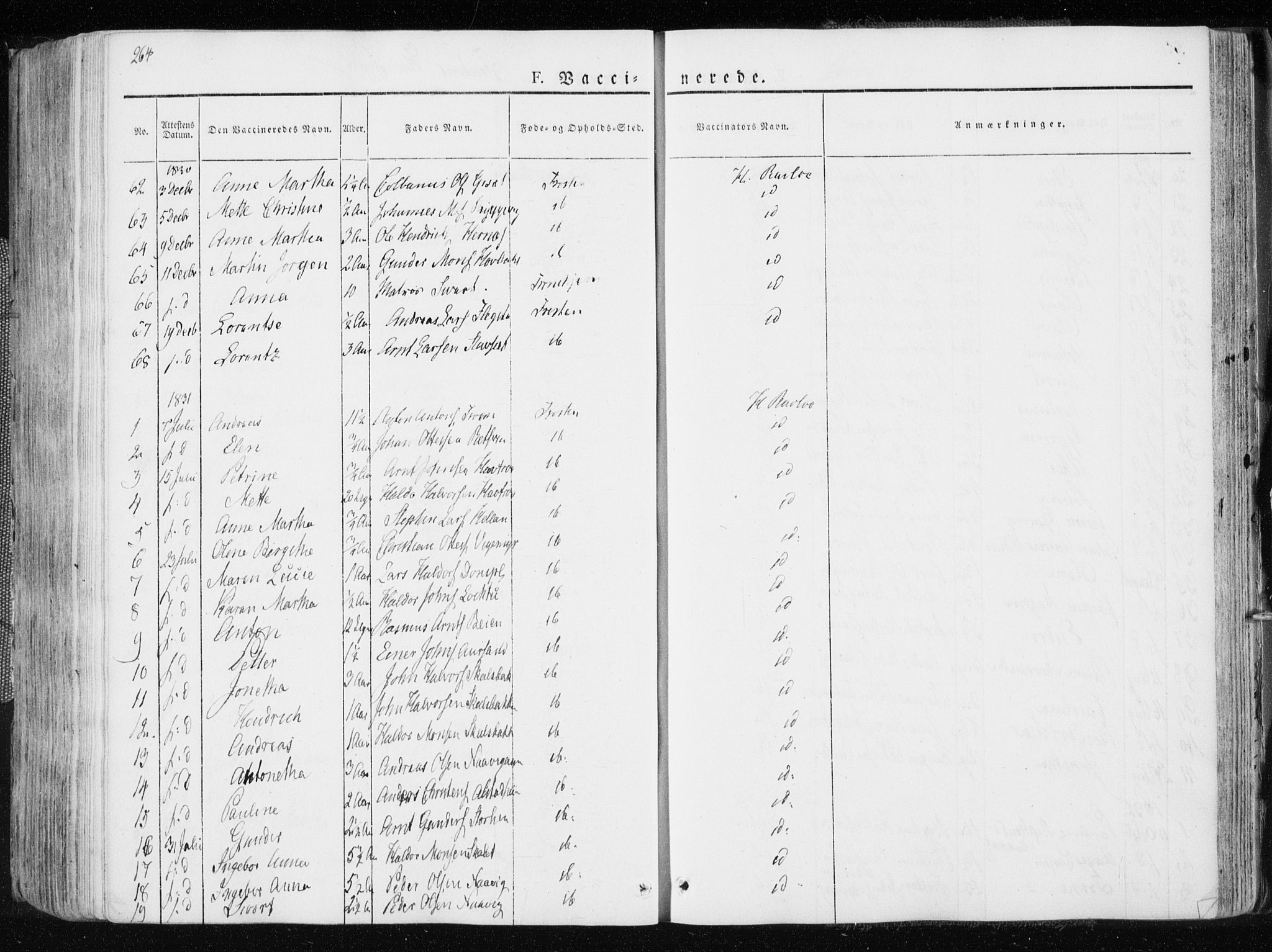 Ministerialprotokoller, klokkerbøker og fødselsregistre - Nord-Trøndelag, AV/SAT-A-1458/713/L0114: Parish register (official) no. 713A05, 1827-1839, p. 264