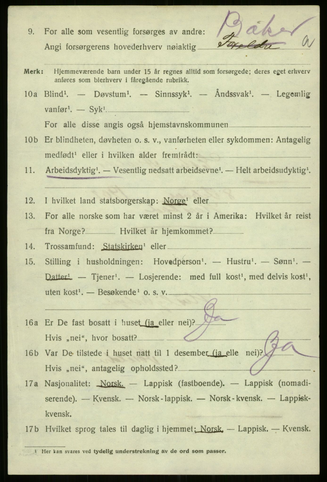 SATØ, 1920 census for Harstad, 1920, p. 7437