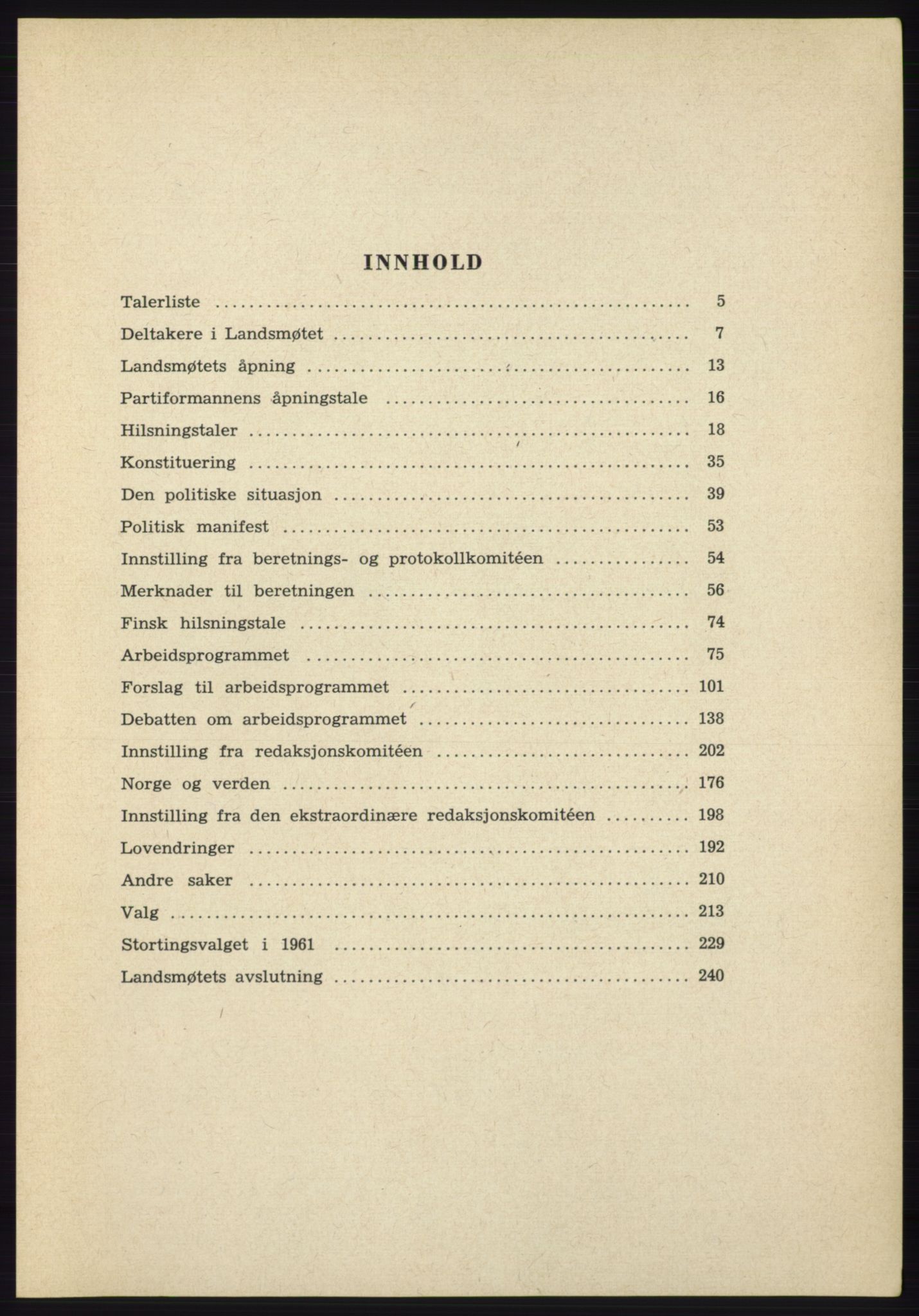 Det norske Arbeiderparti - publikasjoner, AAB/-/-/-: Protokoll over forhandlingene på det 38. ordinære landsmøte 9.-11. april 1961 i Oslo, 1961