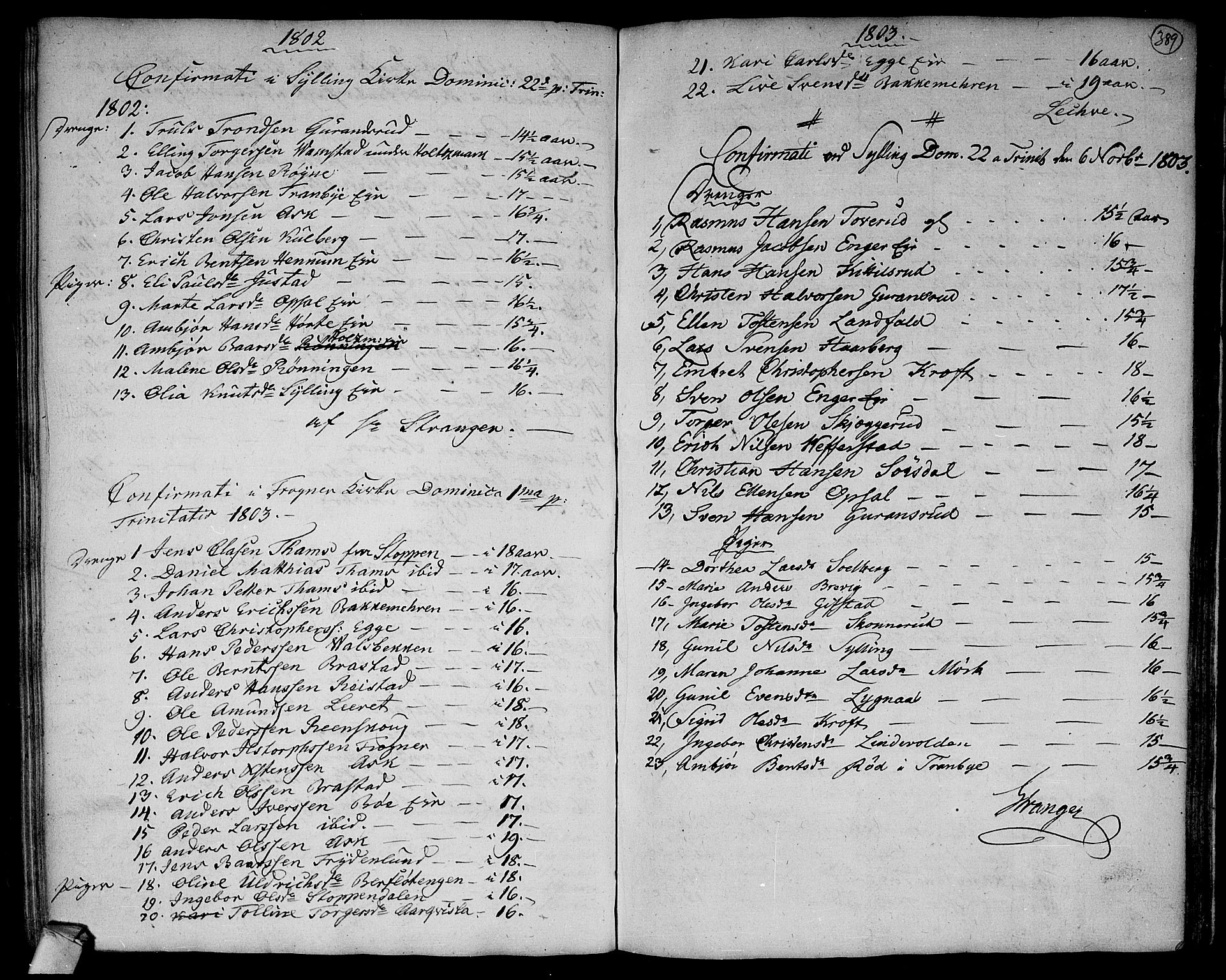 Lier kirkebøker, SAKO/A-230/F/Fa/L0007: Parish register (official) no. I 7, 1794-1813, p. 389