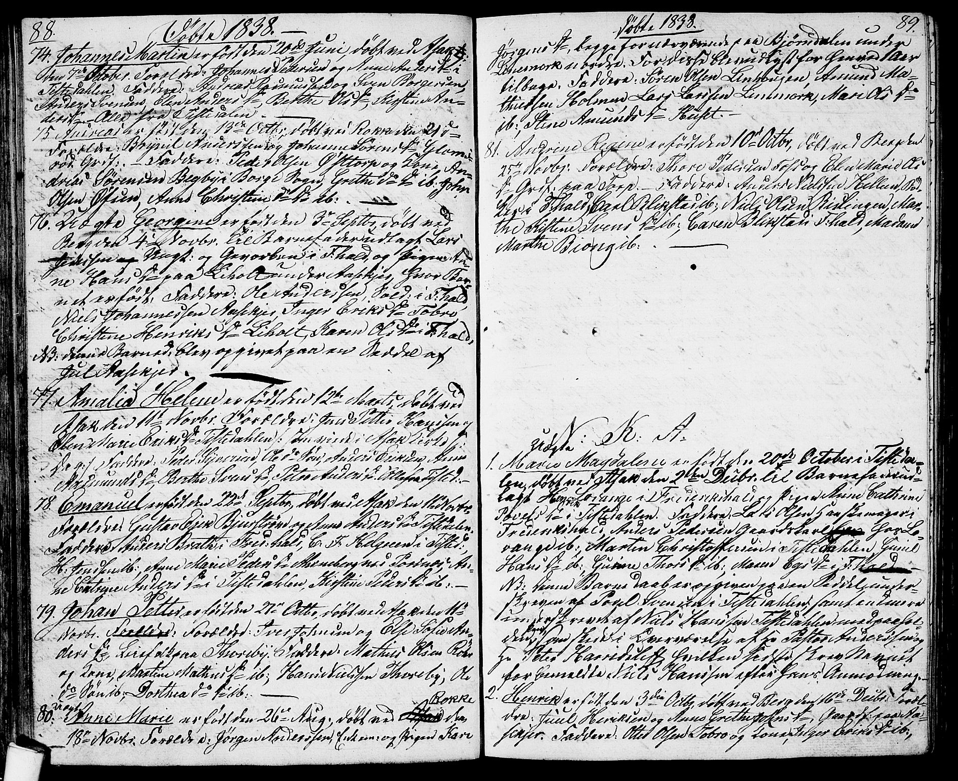 Berg prestekontor Kirkebøker, SAO/A-10902/G/Ga/L0002: Parish register (copy) no. I 2, 1832-1844, p. 88-89