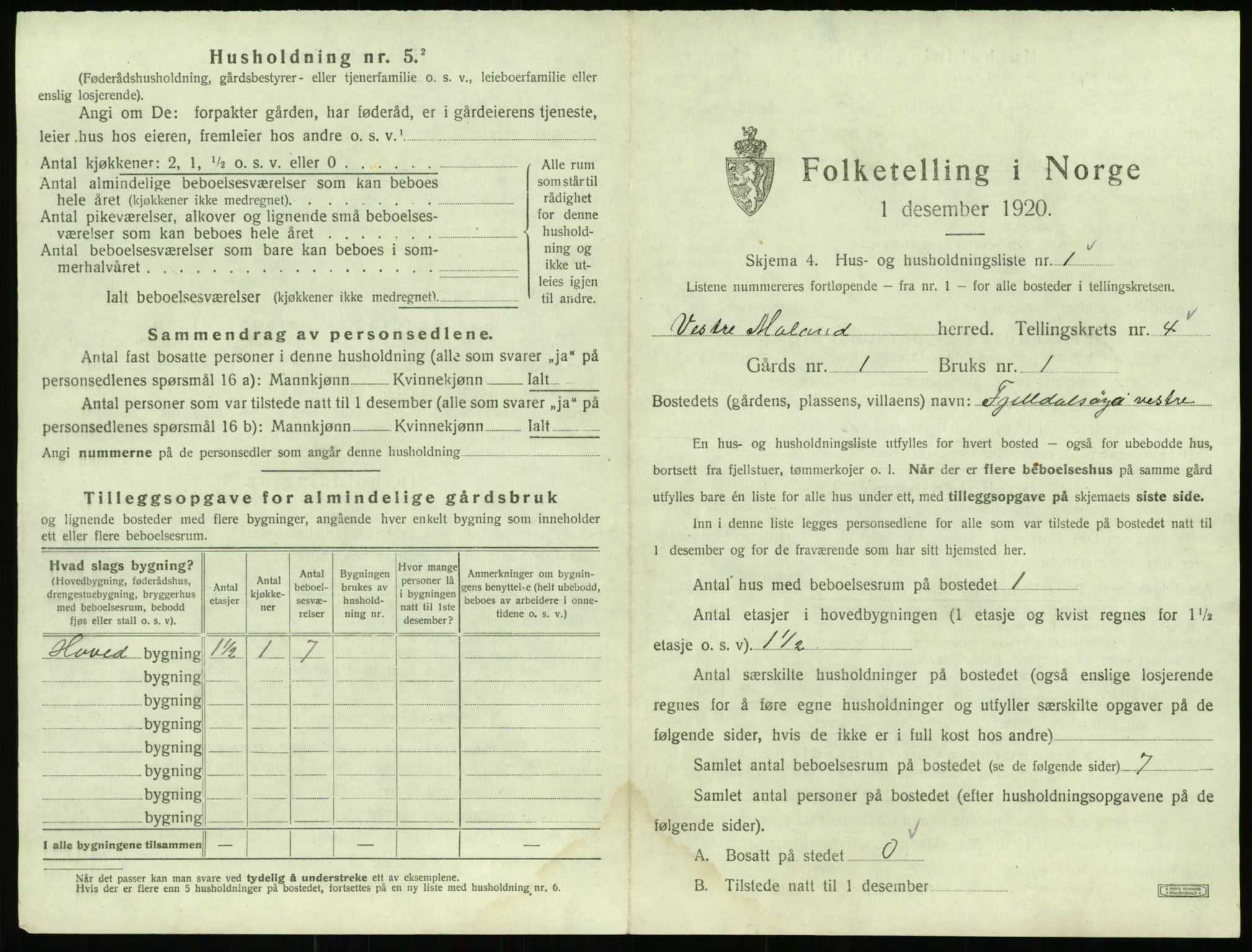 SAK, 1920 census for Vestre Moland, 1920, p. 577