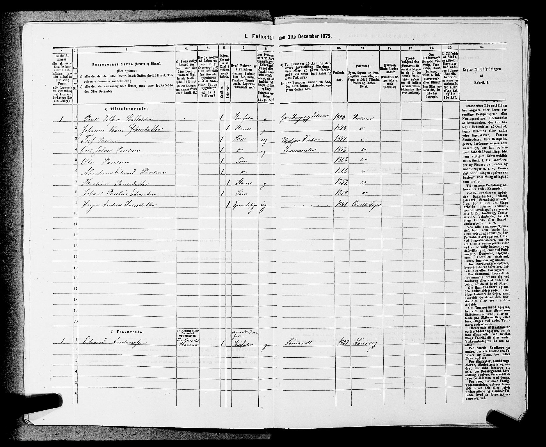 SAKO, 1875 census for 0727P Hedrum, 1875, p. 138