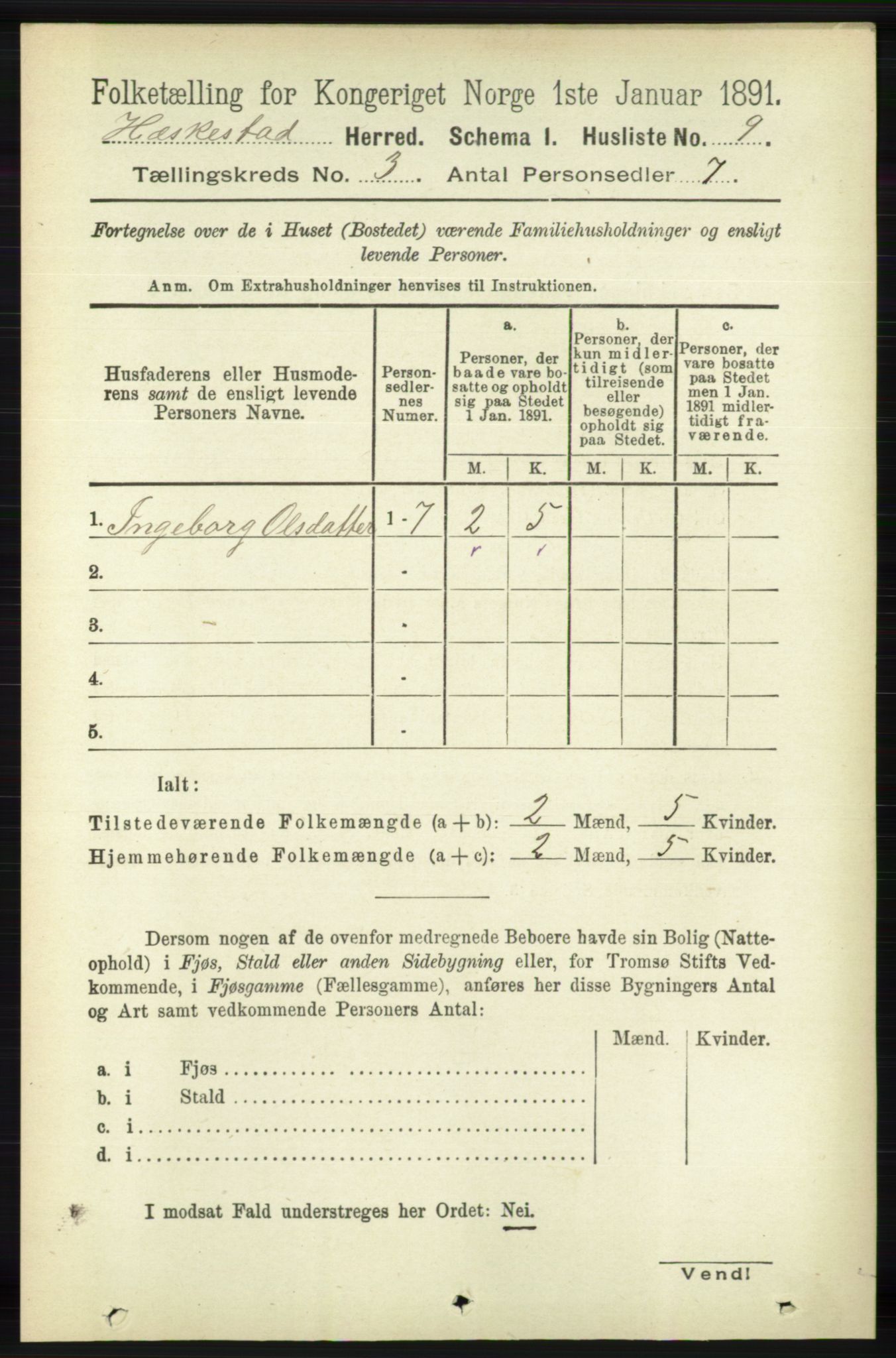 RA, 1891 census for 1113 Heskestad, 1891, p. 400