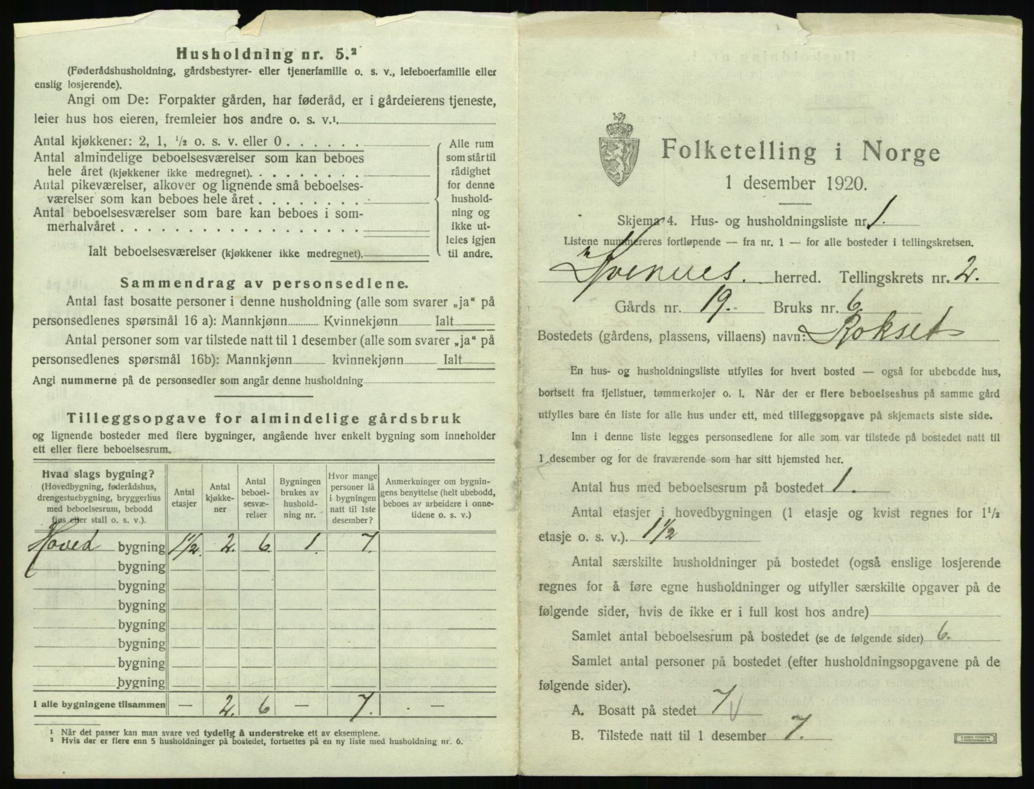 SAT, 1920 census for Kvernes, 1920, p. 119