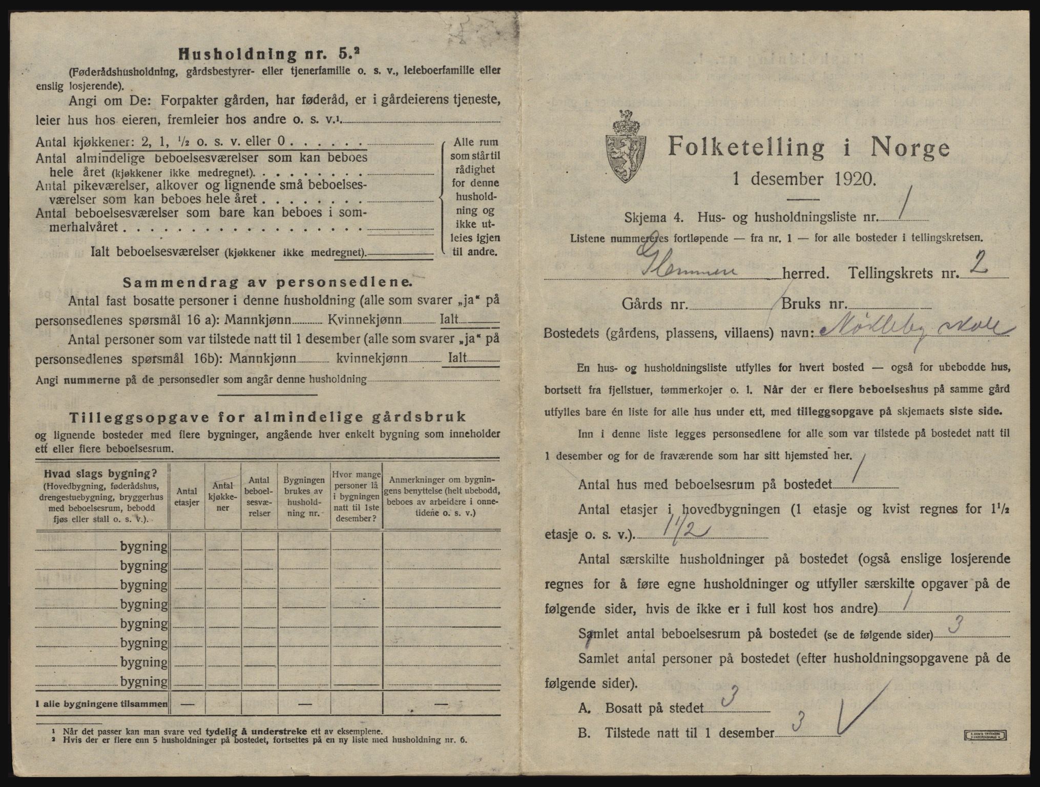 SAO, 1920 census for Glemmen, 1920, p. 199