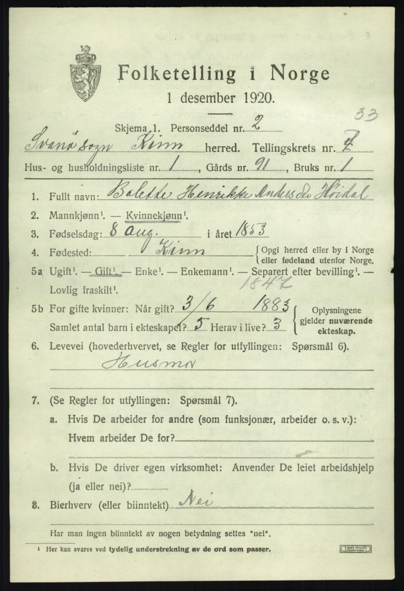 SAB, 1920 census for Kinn, 1920, p. 10895