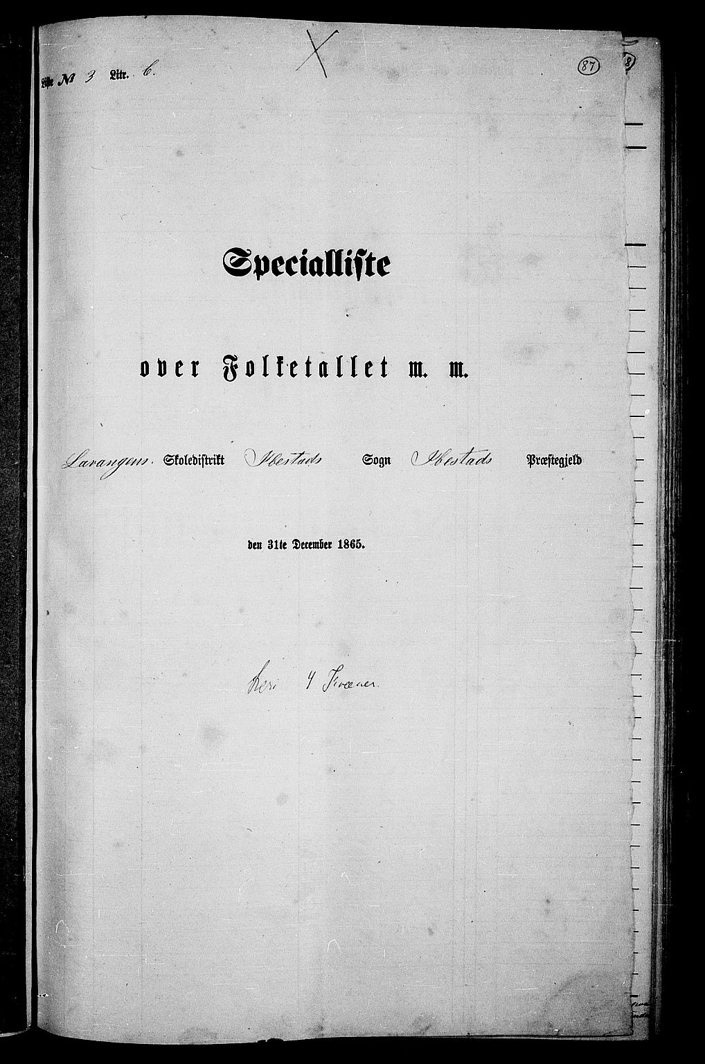 RA, 1865 census for Ibestad, 1865, p. 82