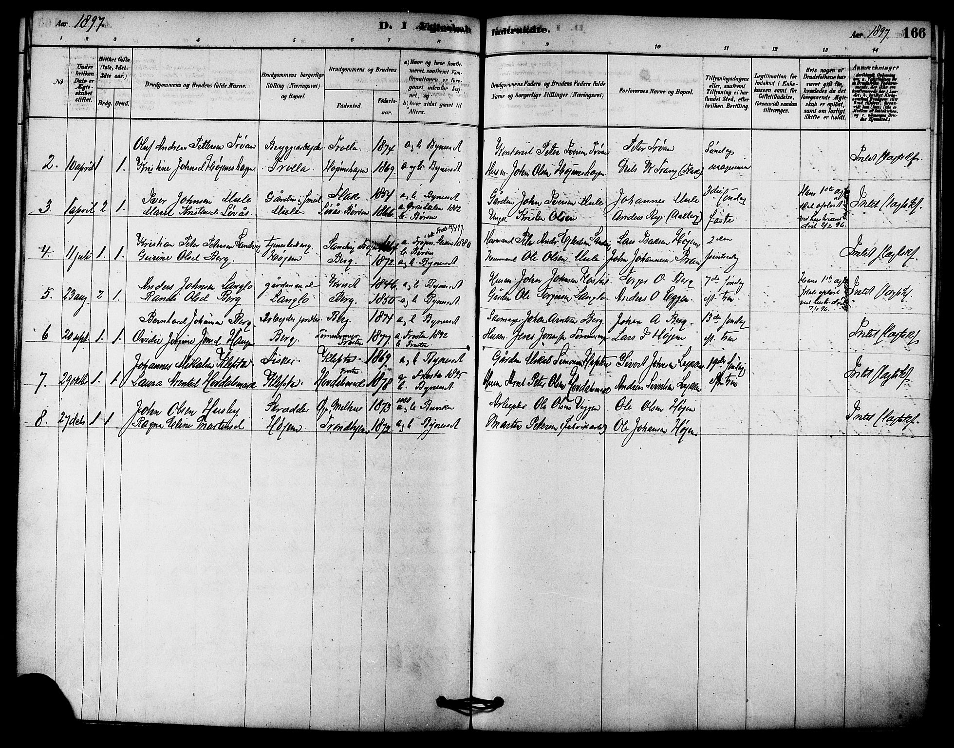 Ministerialprotokoller, klokkerbøker og fødselsregistre - Sør-Trøndelag, SAT/A-1456/612/L0378: Parish register (official) no. 612A10, 1878-1897, p. 166