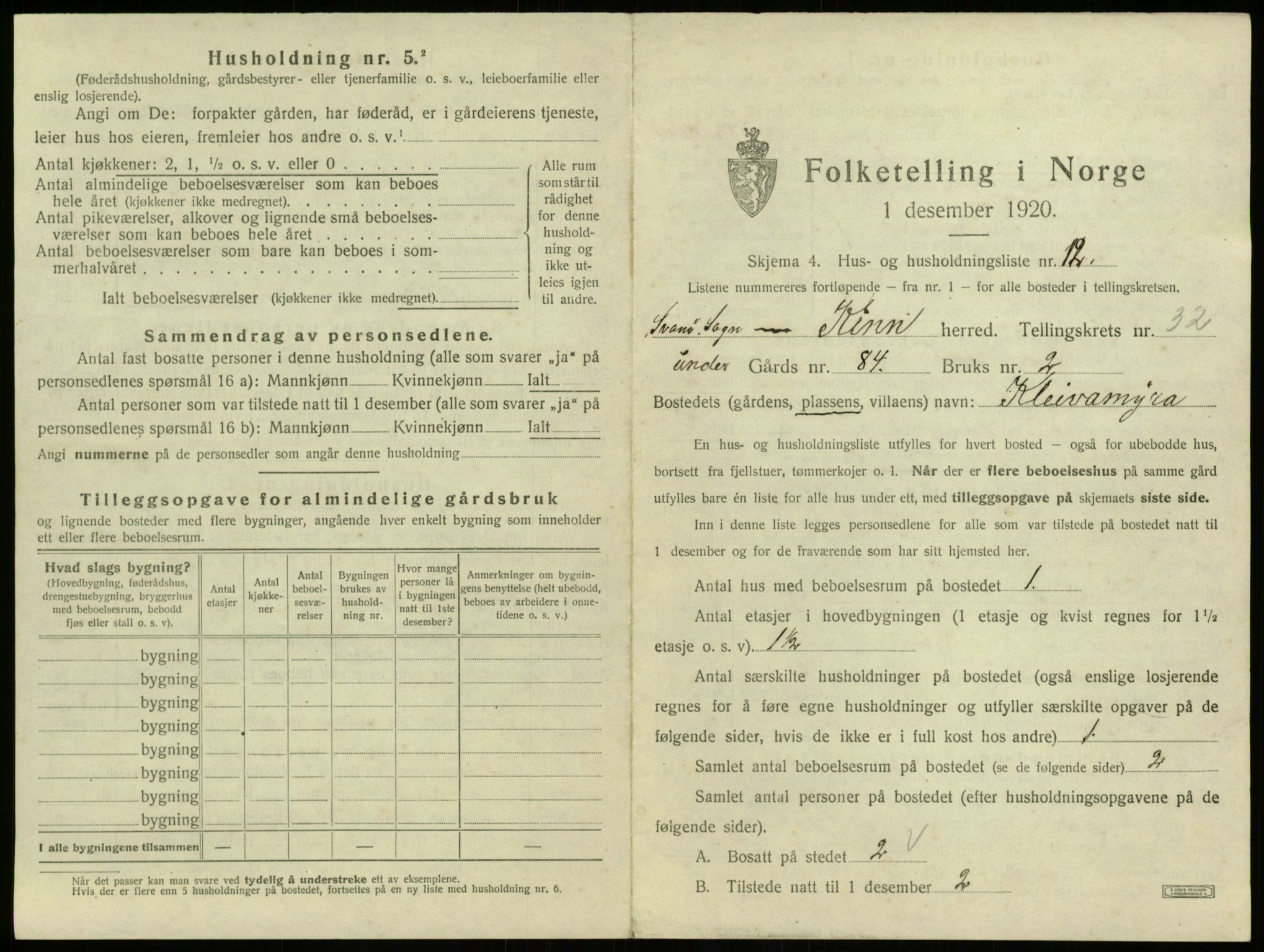 SAB, 1920 census for Kinn, 1920, p. 1583