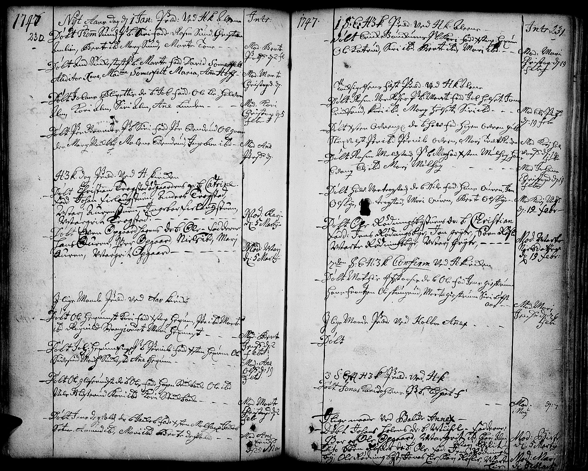 Toten prestekontor, SAH/PREST-102/H/Ha/Haa/L0003: Parish register (official) no. 3, 1734-1751, p. 230-231
