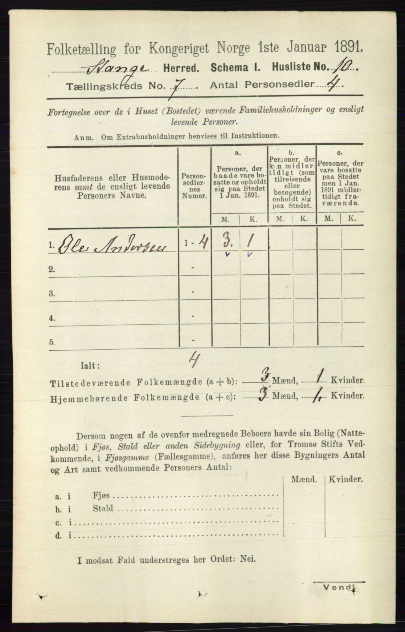 RA, 1891 census for 0417 Stange, 1891, p. 4686