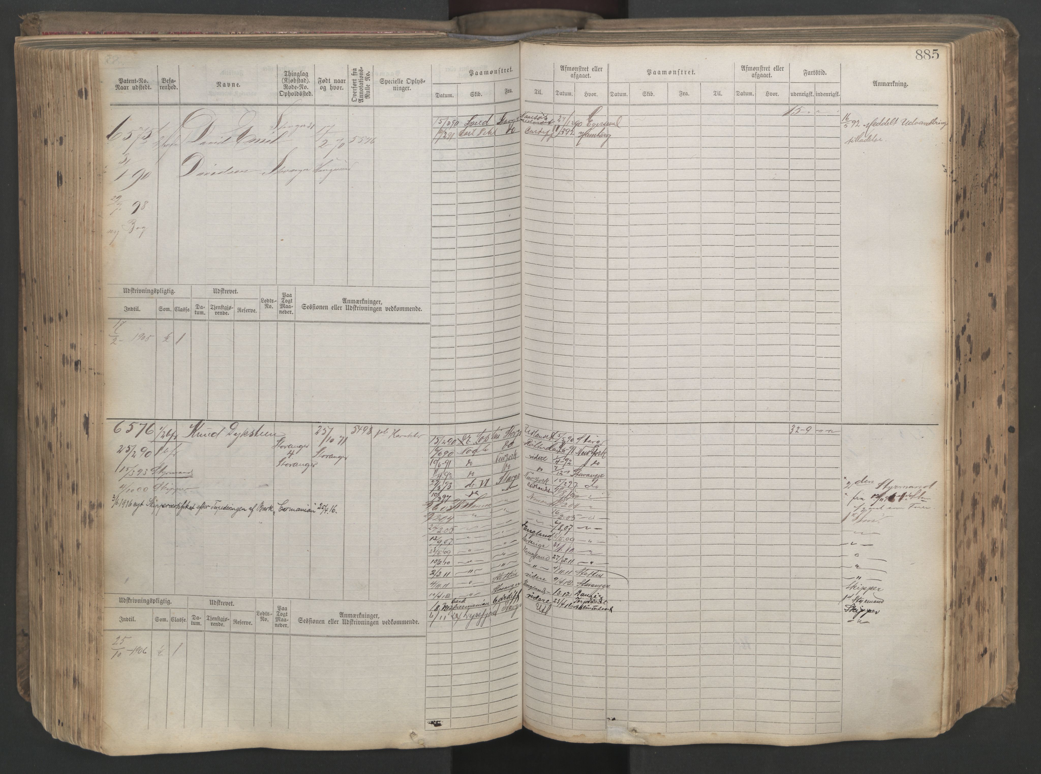 Stavanger sjømannskontor, AV/SAST-A-102006/F/Fb/Fbb/L0021: Sjøfartshovedrulle patnentnr. 6005-7204 (dublett), 1887, p. 290