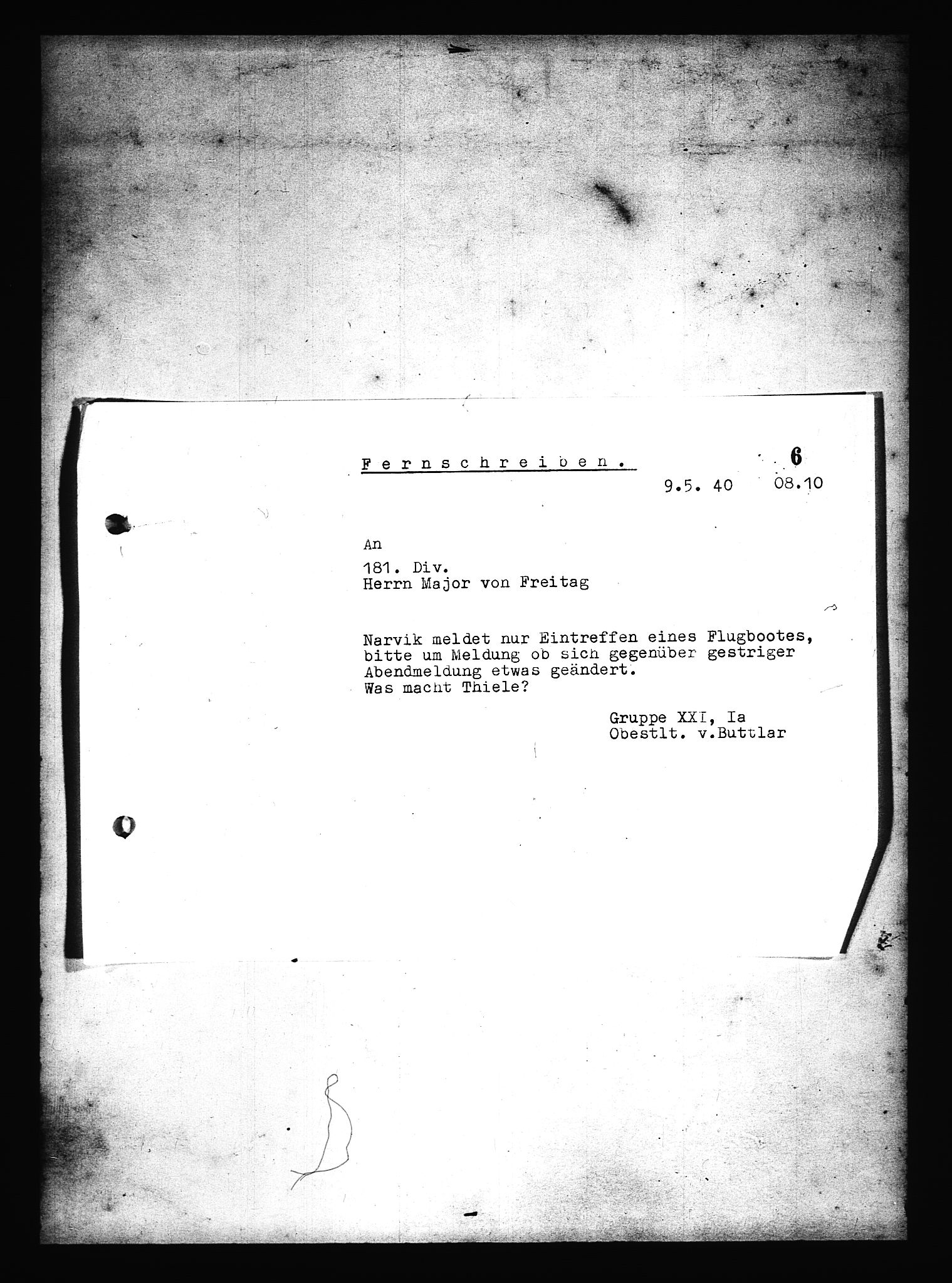 Documents Section, AV/RA-RAFA-2200/V/L0078: Amerikansk mikrofilm "Captured German Documents".
Box No. 717.  FKA jnr. 601/1954., 1940, p. 392