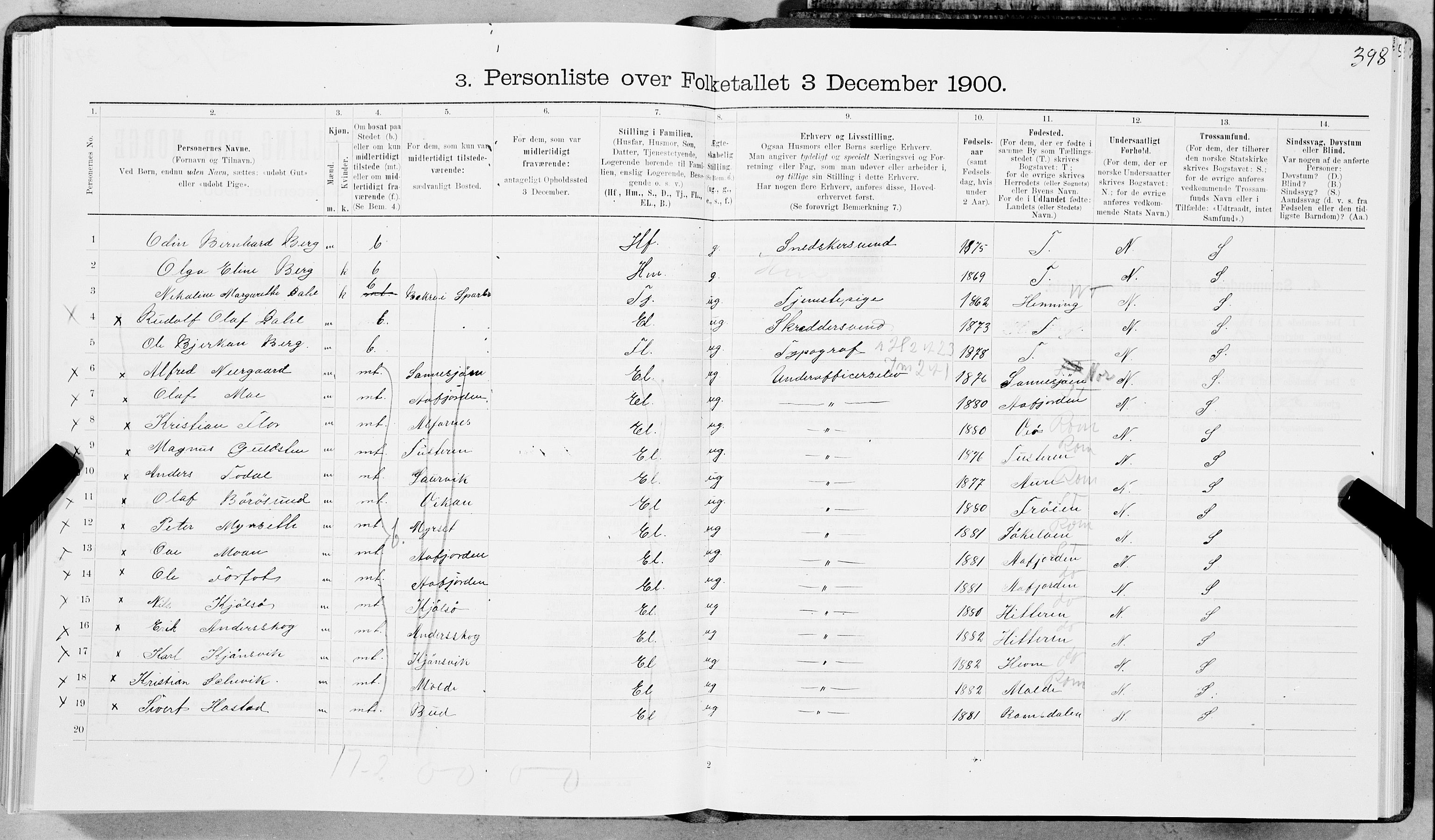 SAT, 1900 census for Trondheim, 1900, p. 1882