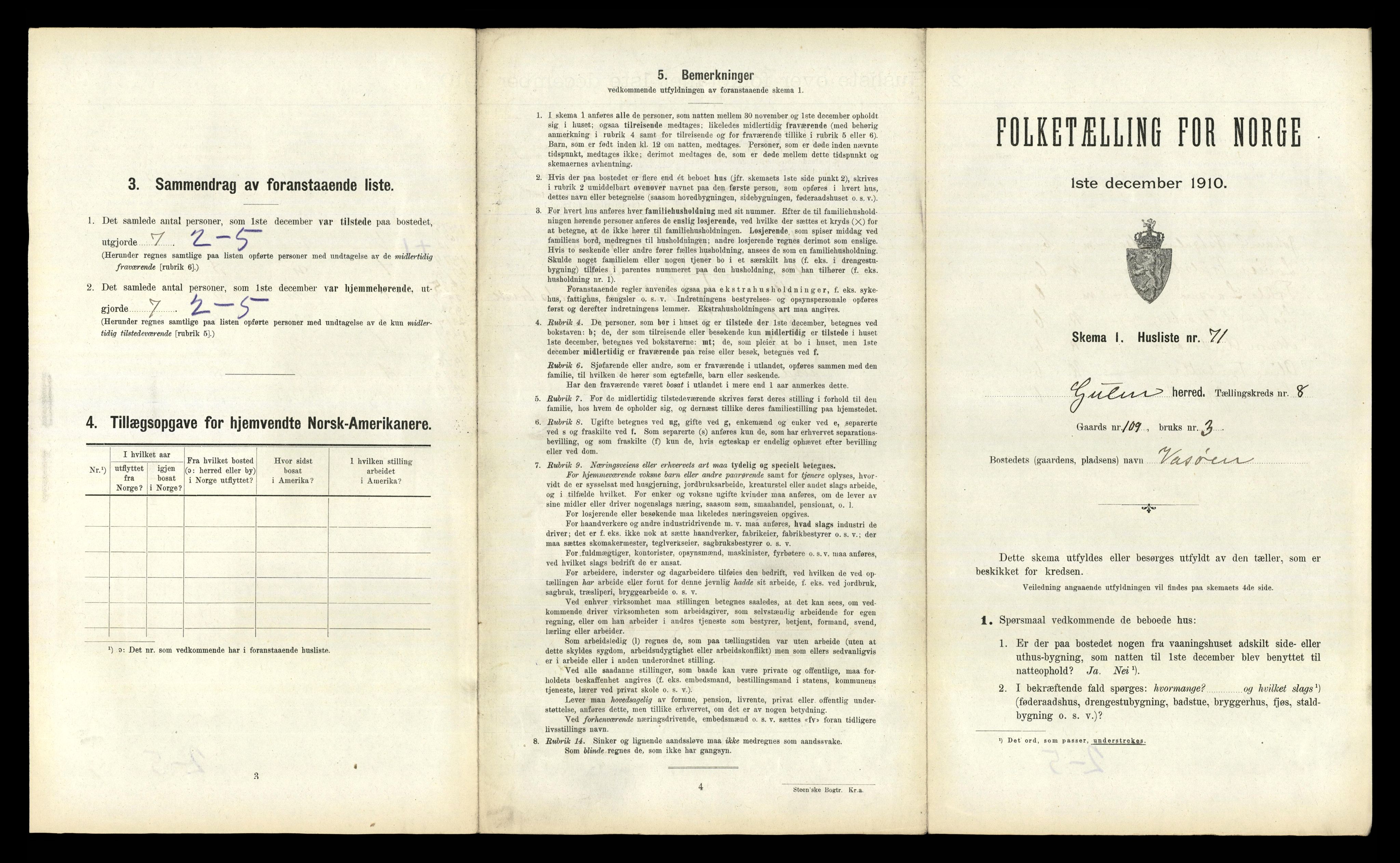 RA, 1910 census for Gulen, 1910, p. 808