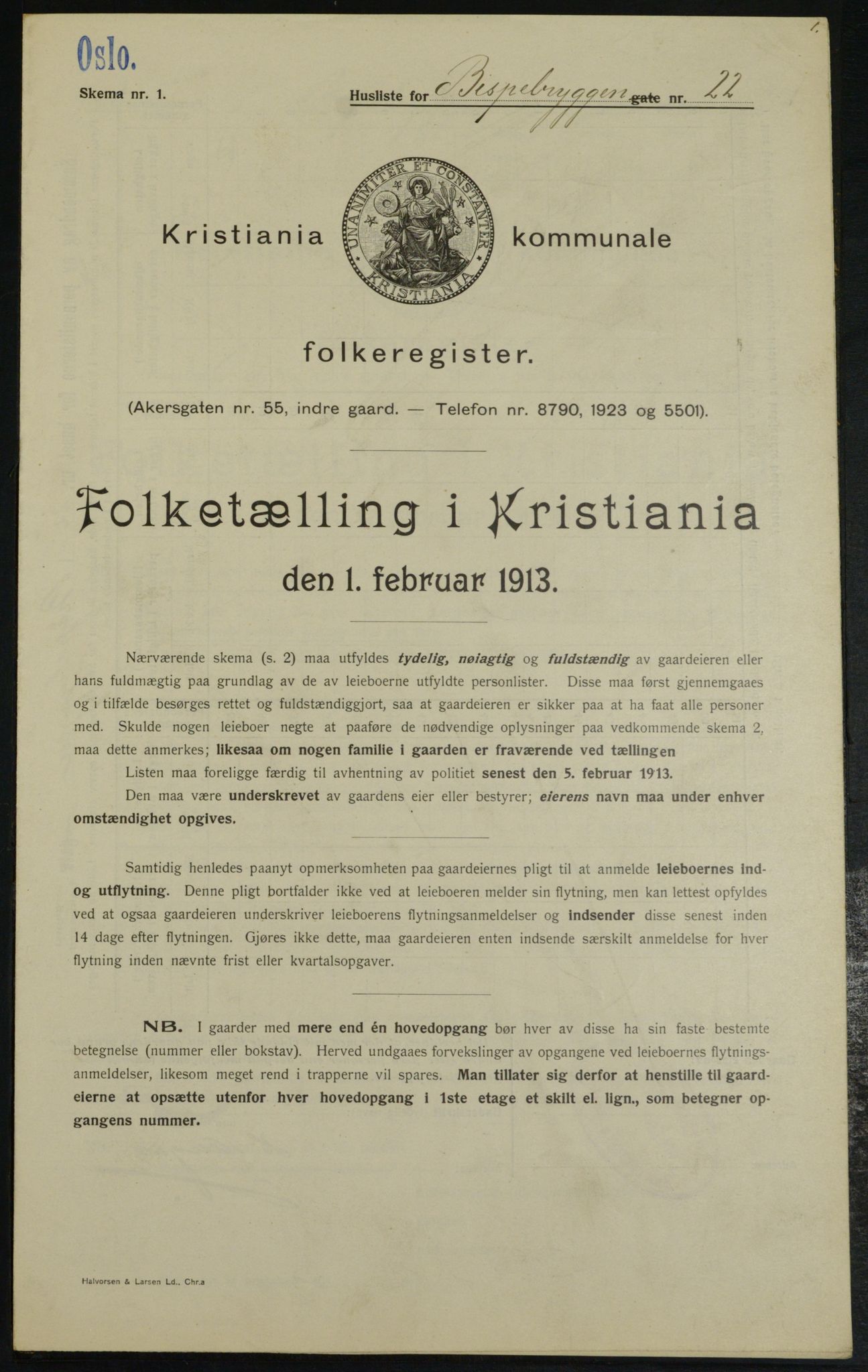 OBA, Municipal Census 1913 for Kristiania, 1913, p. 5204