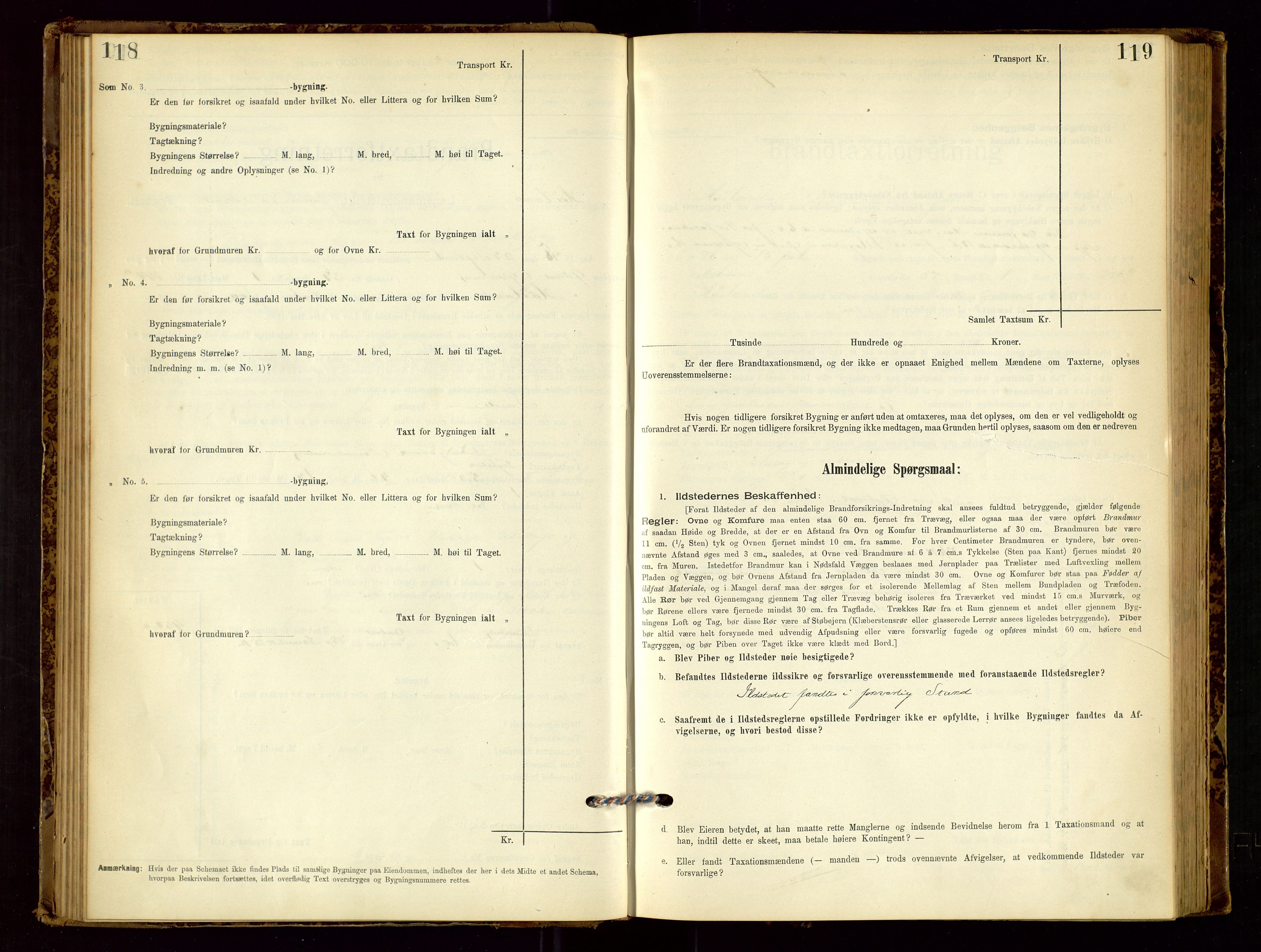 Høyland/Sandnes lensmannskontor, AV/SAST-A-100166/Gob/L0001: "Brandtaxtprotokol", 1890-1913, p. 118-119