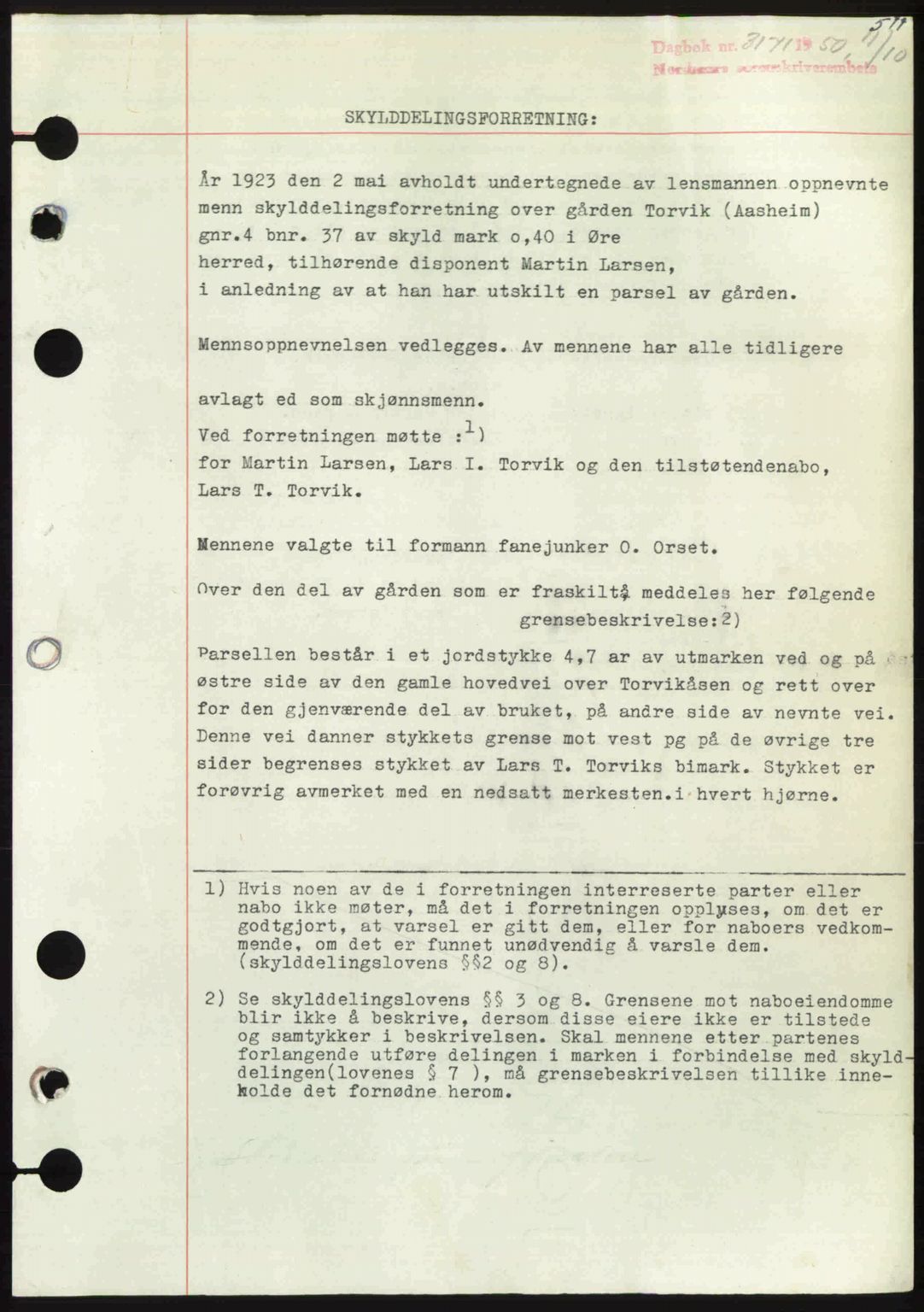 Nordmøre sorenskriveri, AV/SAT-A-4132/1/2/2Ca: Mortgage book no. A116, 1950-1950, Diary no: : 3171/1950